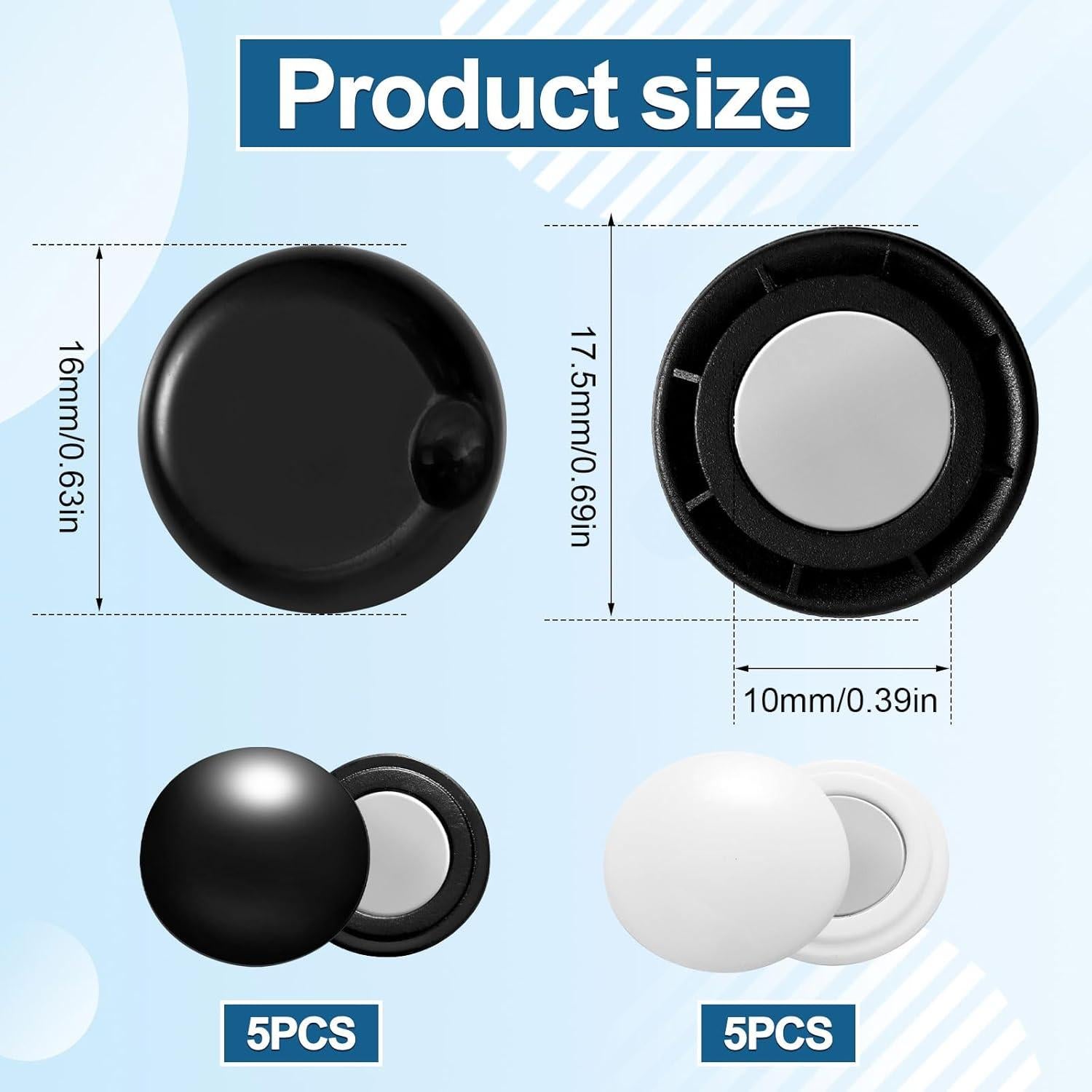 10 Clips Magnéticos para Número de Carrera XIHIRCD - Negro y Blanco