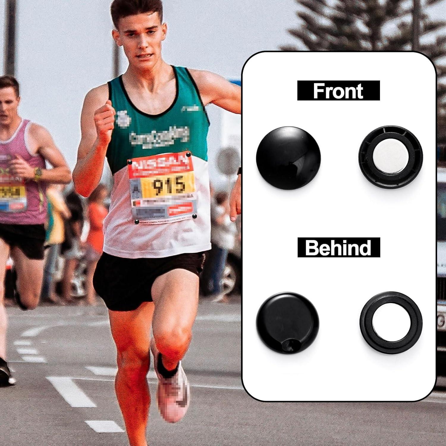 10 Clips Magnéticos para Número de Carrera XIHIRCD - Negro y Blanco