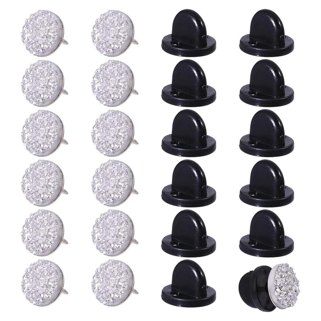 Pines de Número de Respaldo CHGCRAFT con Piedras Preciosas 12 pzs