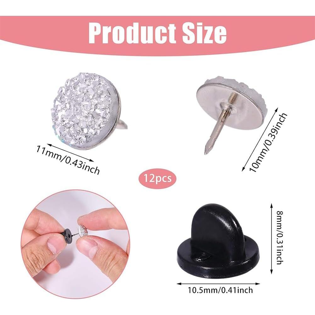 Pines de Número de Respaldo CHGCRAFT con Piedras Preciosas 12 pzs