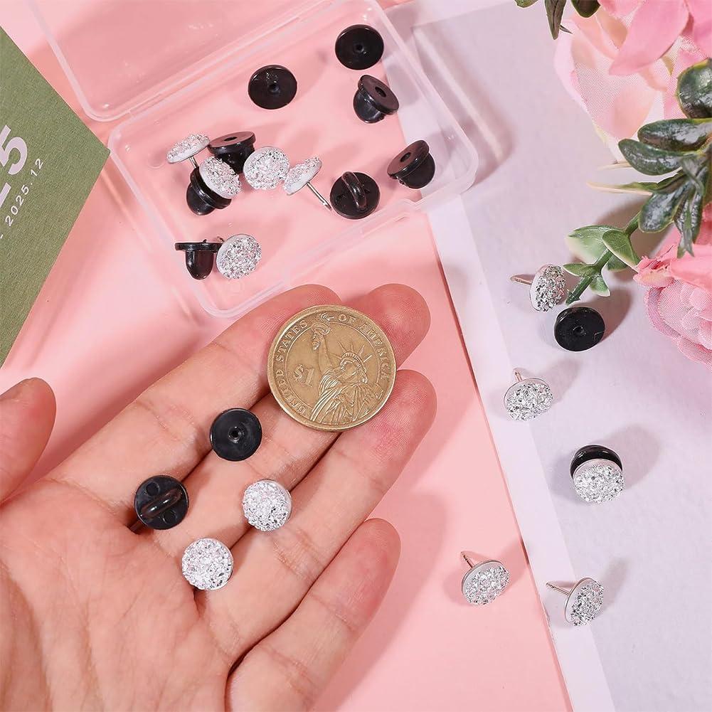 Pines de Número de Respaldo CHGCRAFT con Piedras Preciosas 12 pzs