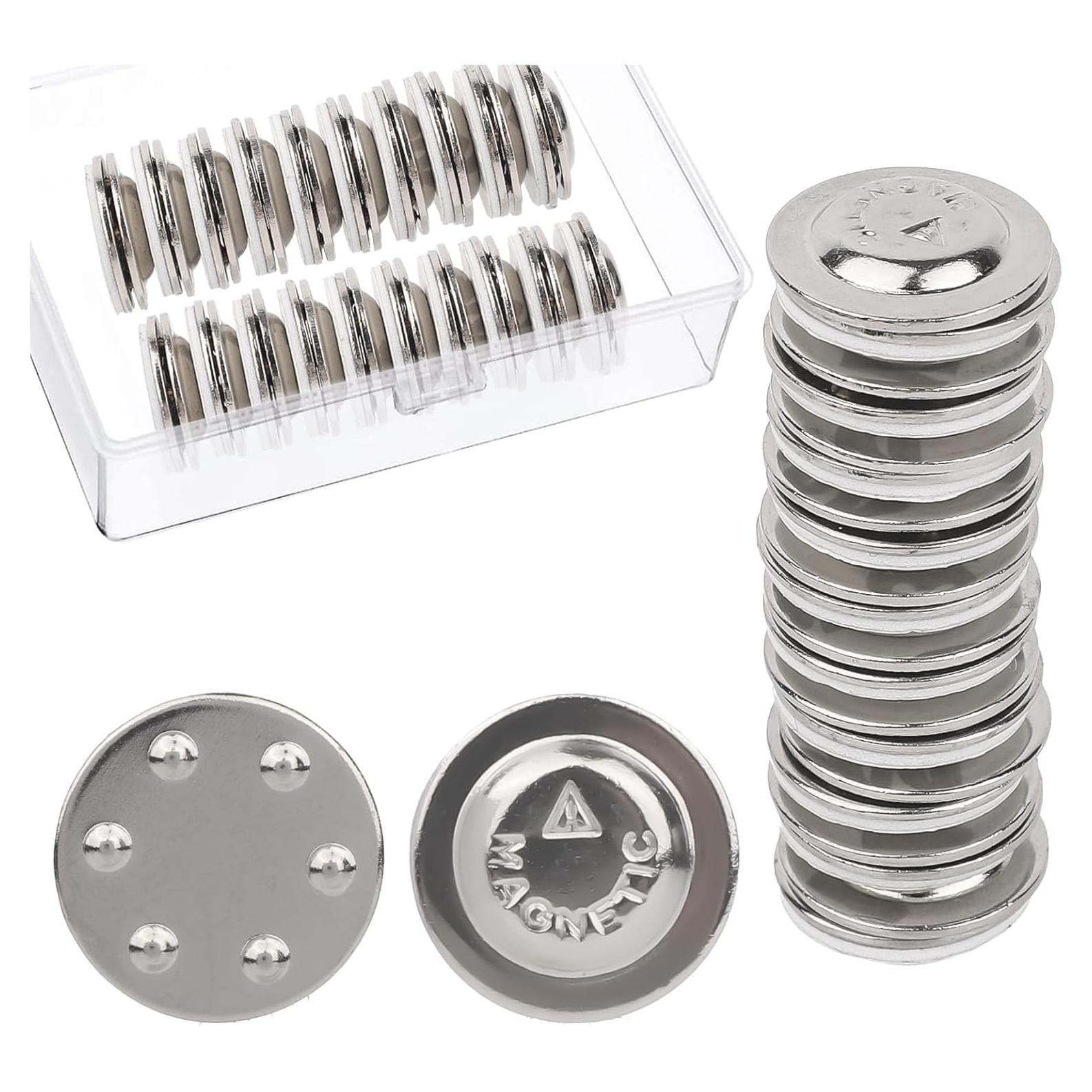 36 Soportes de Nombre Magnéticos Tinoaly Redondos 1.7cm Plata