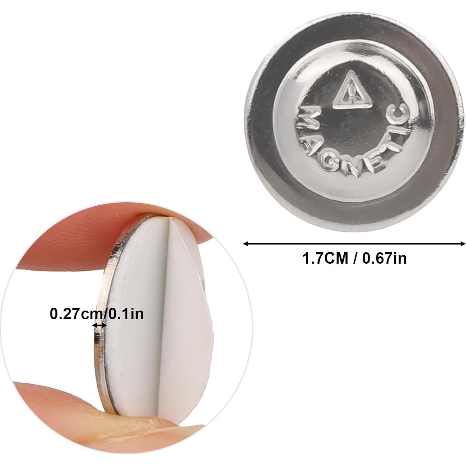 36 Soportes de Nombre Magnéticos Tinoaly Redondos 1.7cm Plata