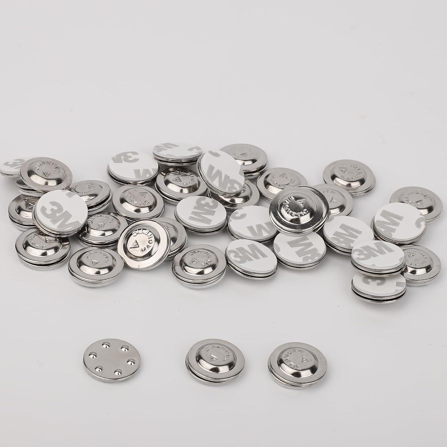 36 Soportes de Nombre Magnéticos Tinoaly Redondos 1.7cm Plata