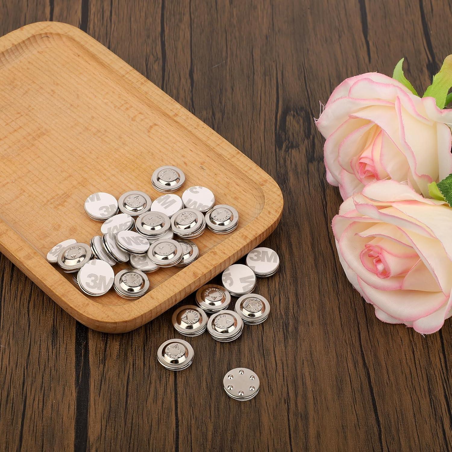 36 Soportes de Nombre Magnéticos Tinoaly Redondos 1.7cm Plata