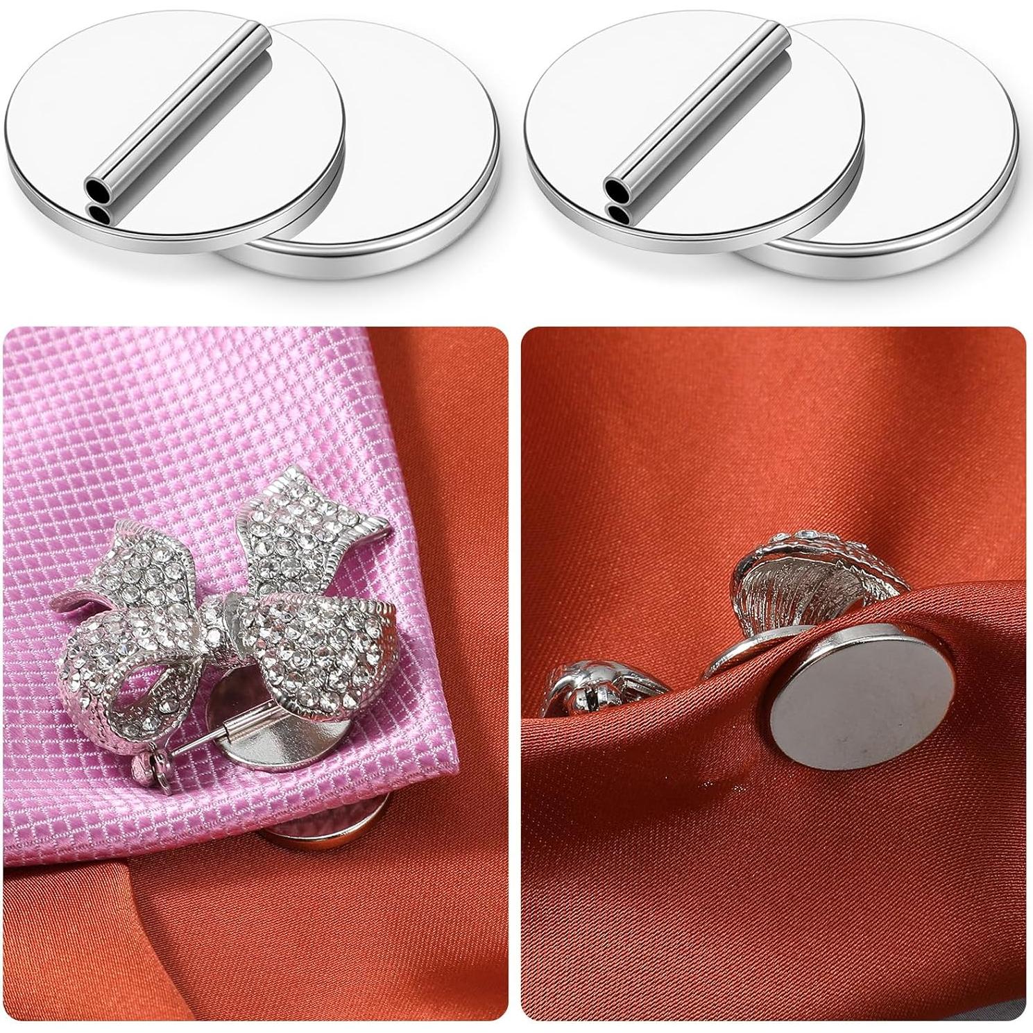 6 Pares Convertidores de Broches Magnéticos Gsbnjuy 1.5 cm Plata