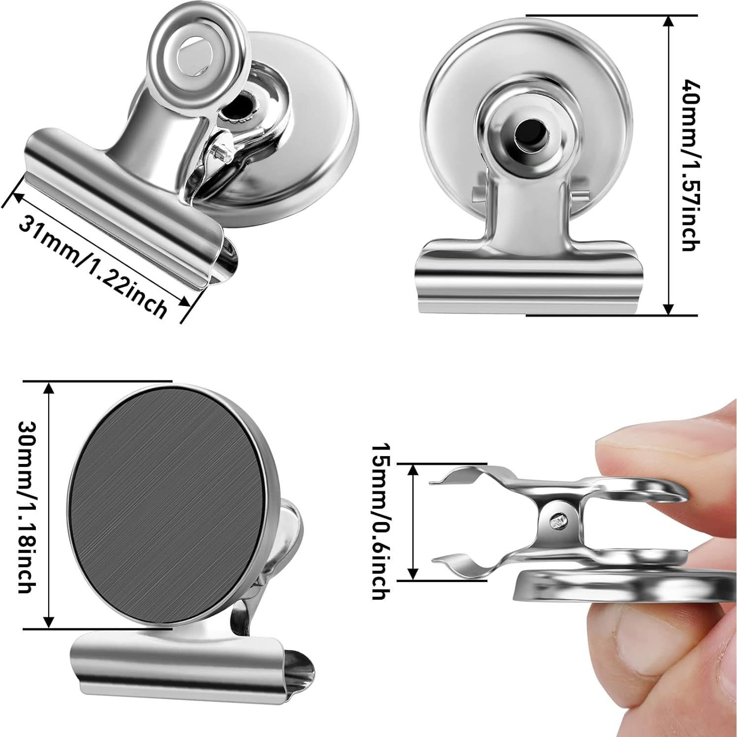 Clips Magnéticos FINDMAG 12 Piezas Acero Inoxidable Plateado