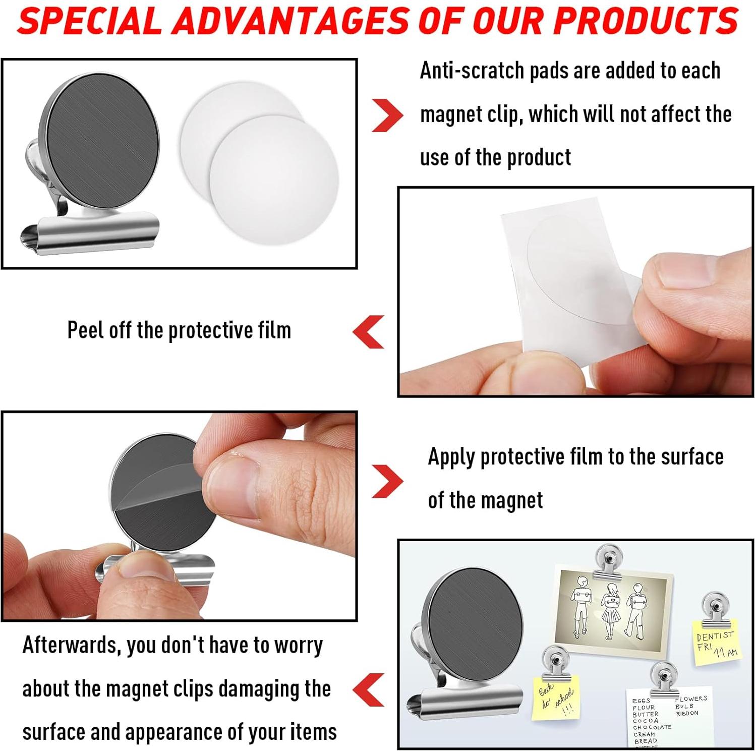 Clips Magnéticos FINDMAG 12 Piezas Acero Inoxidable Plateado