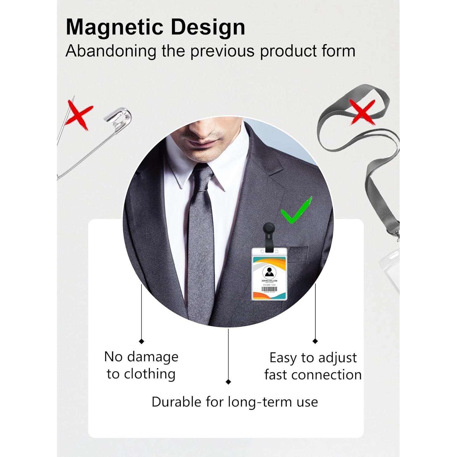 Paquete de 2 Sujetadores Magnéticos HKNR para Insignias ID