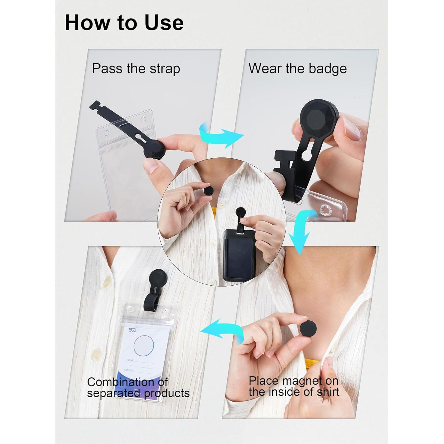 Paquete de 2 Sujetadores Magnéticos HKNR para Insignias ID