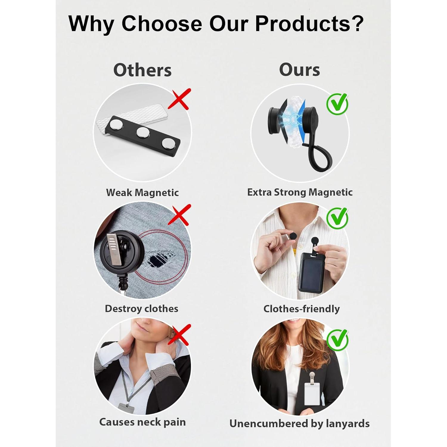 Paquete de 2 Sujetadores Magnéticos HKNR para Insignias ID