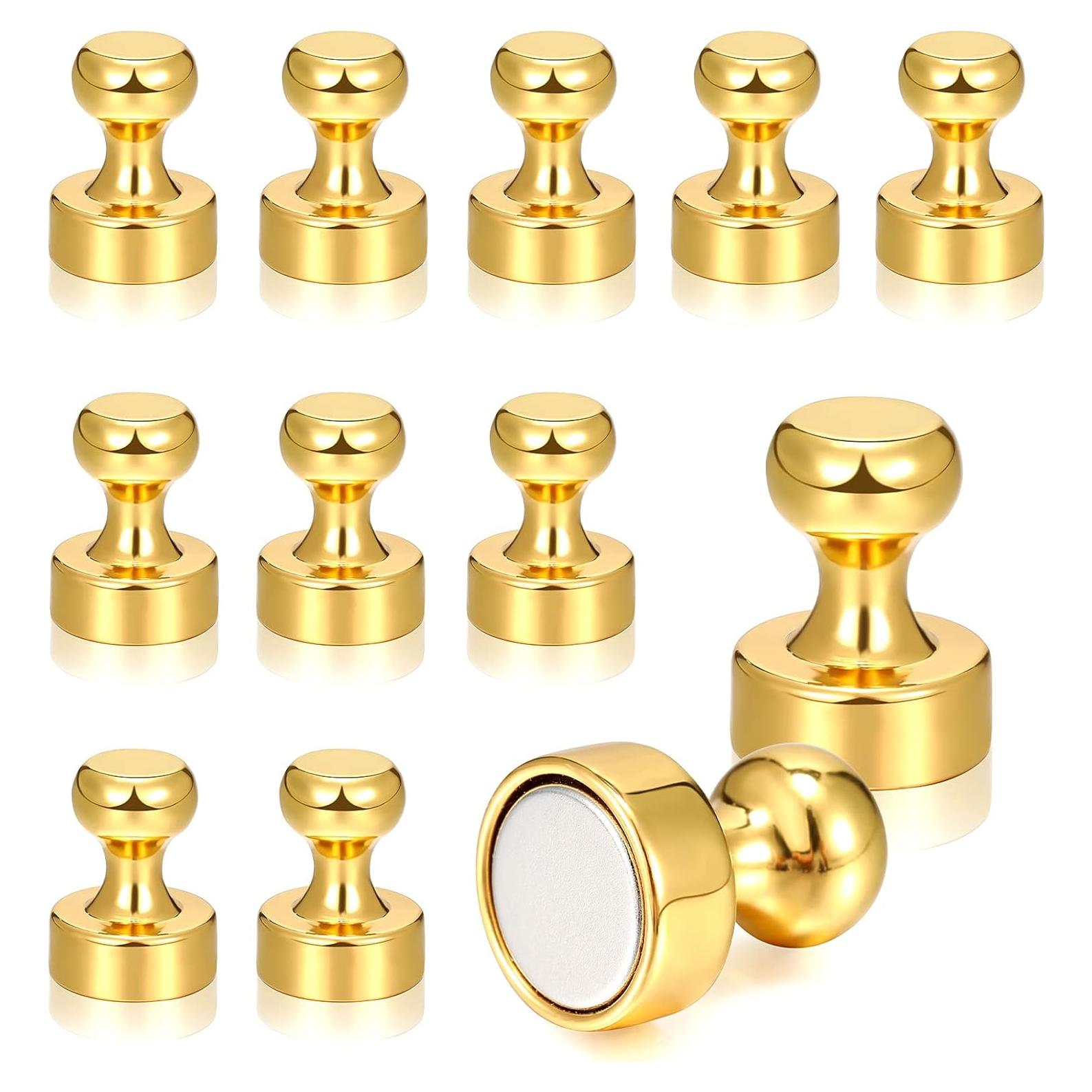 12 Imanes de Empuje Fantecy de Neodimio Dorados para Oficina