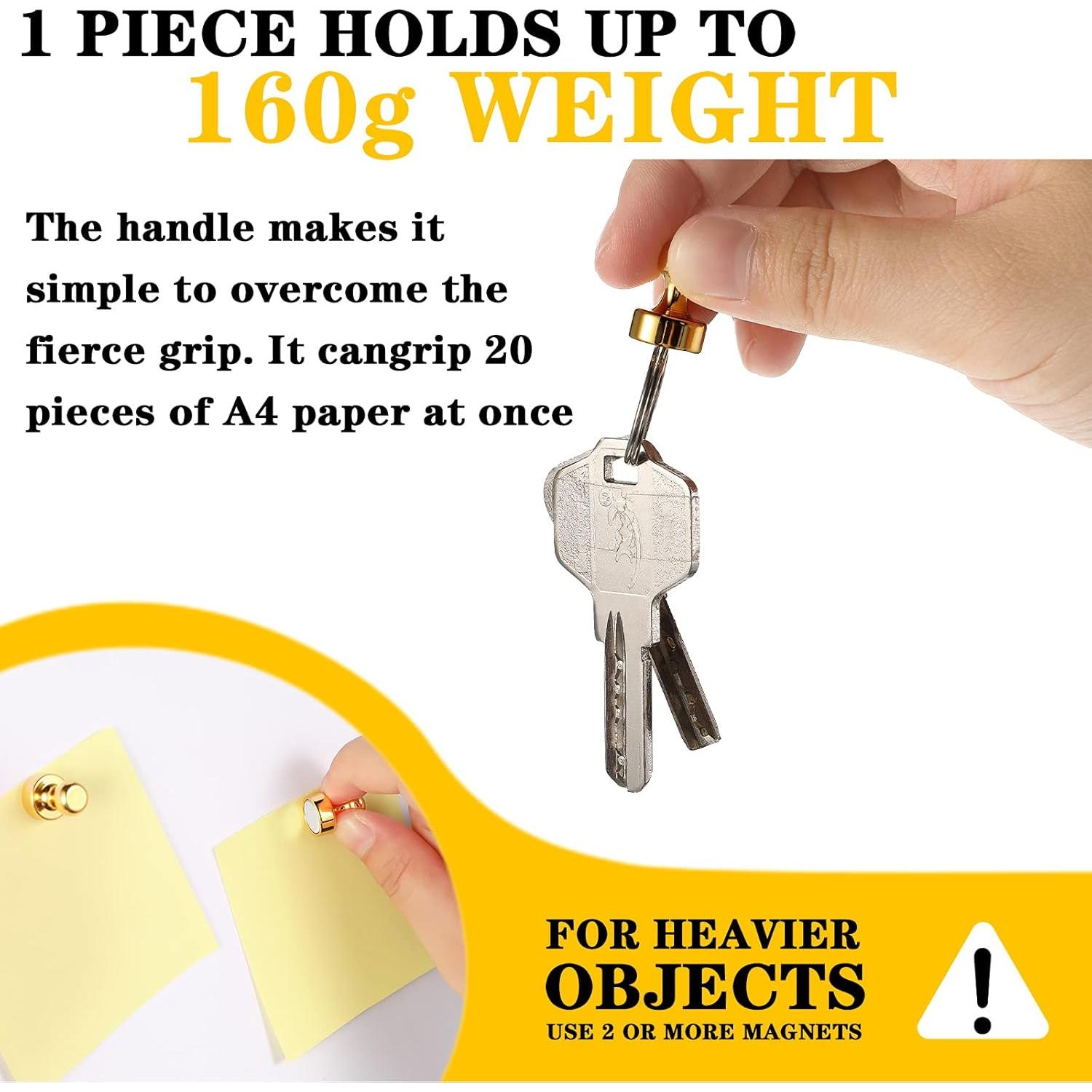 12 Imanes de Empuje Fantecy de Neodimio Dorados para Oficina