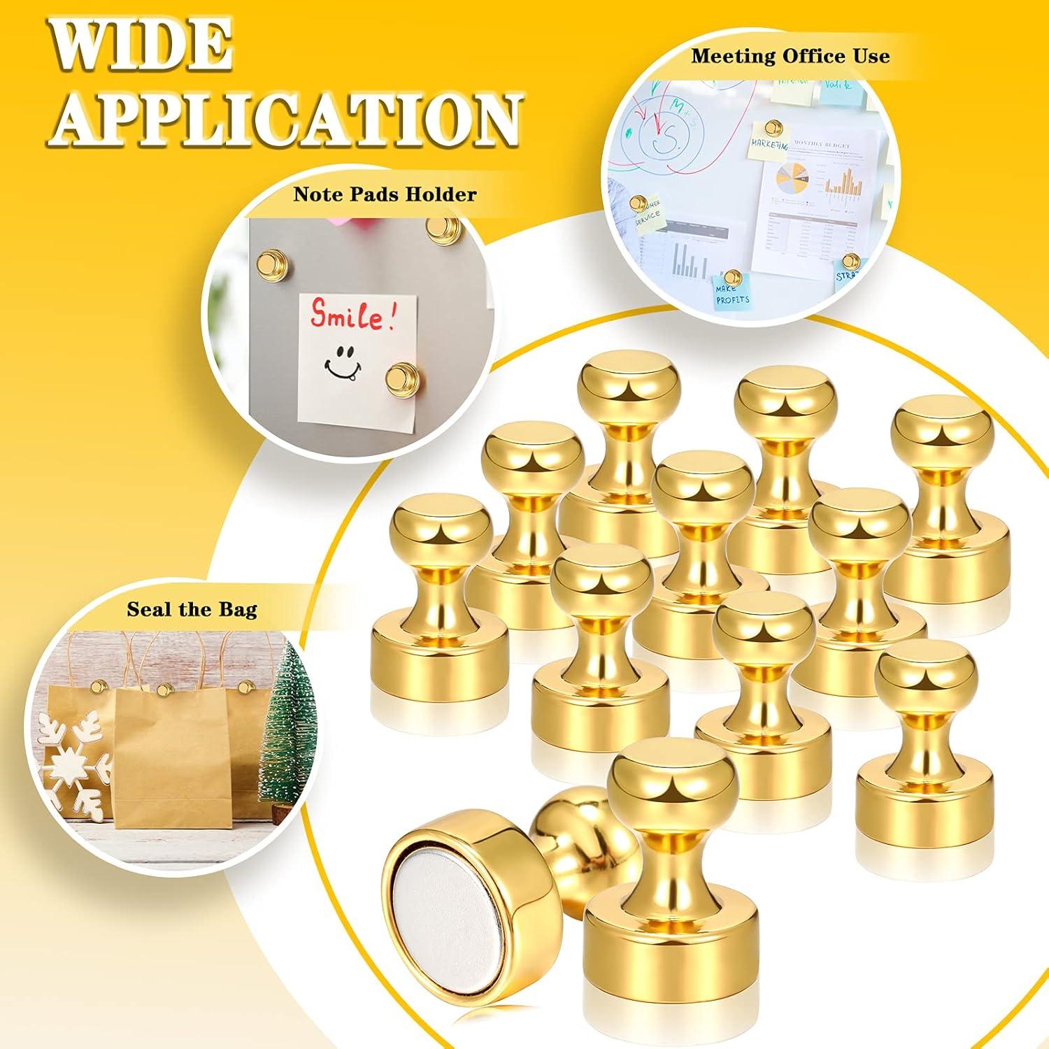 12 Imanes de Empuje Fantecy de Neodimio Dorados para Oficina