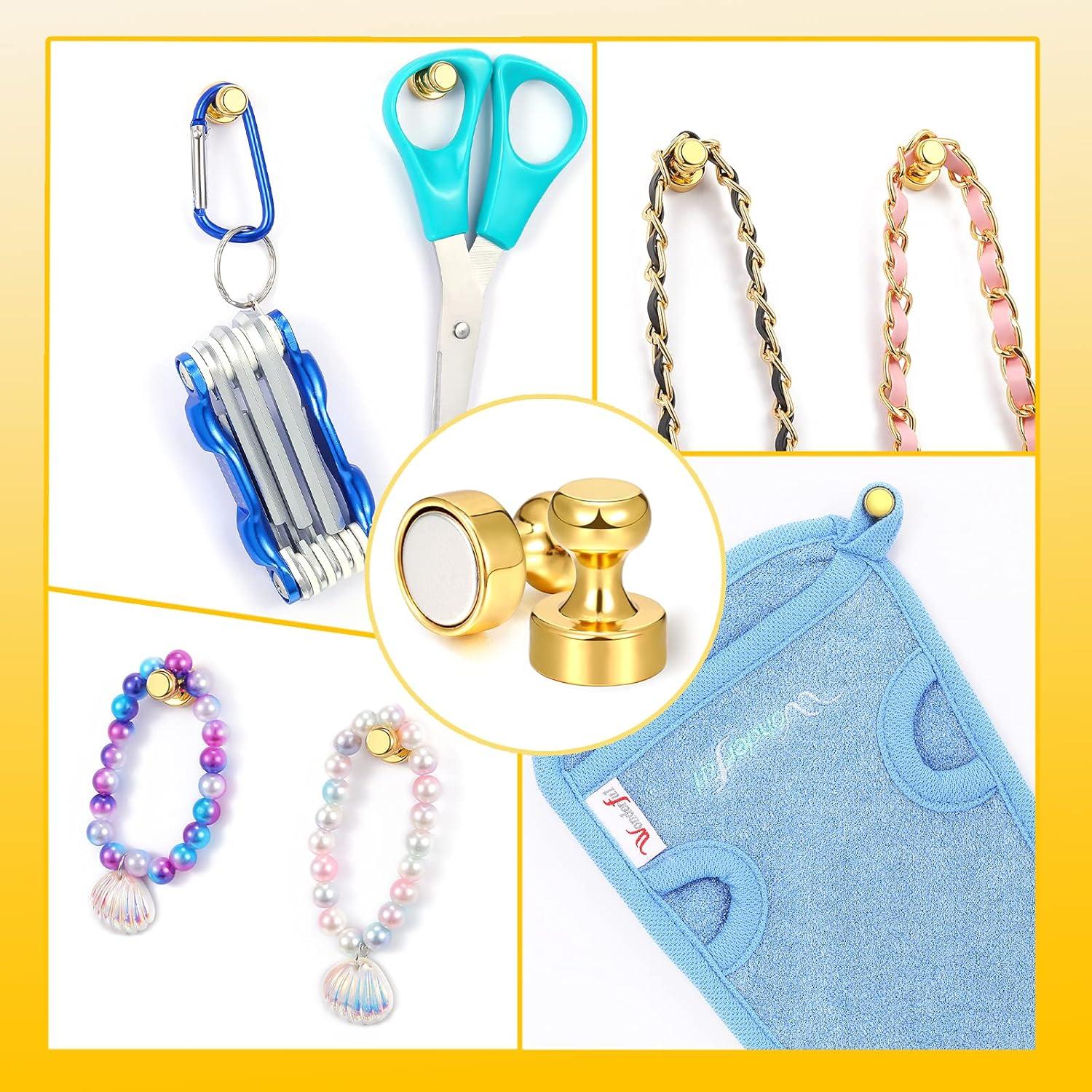 12 Imanes de Empuje Fantecy de Neodimio Dorados para Oficina