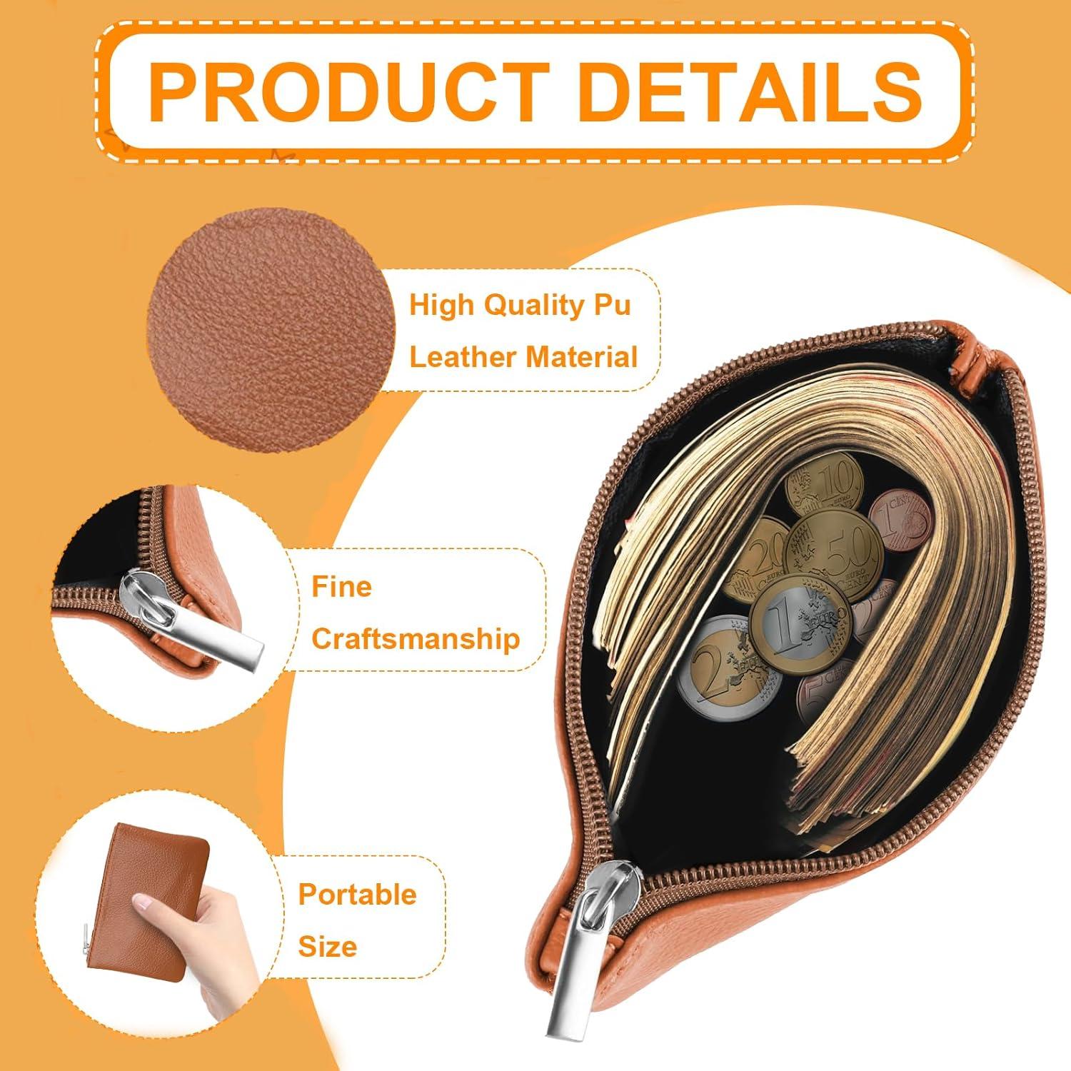 Monedero de Cuero con Cremallera LyBlissor - 8x10.6 cm