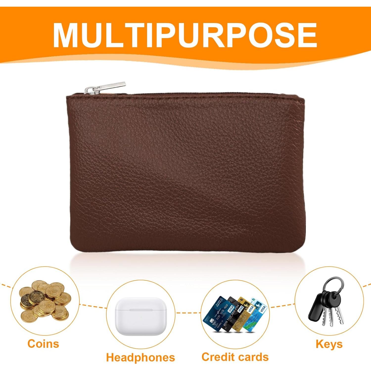 Monedero de Cuero con Cremallera LyBlissor - 8x10.6 cm