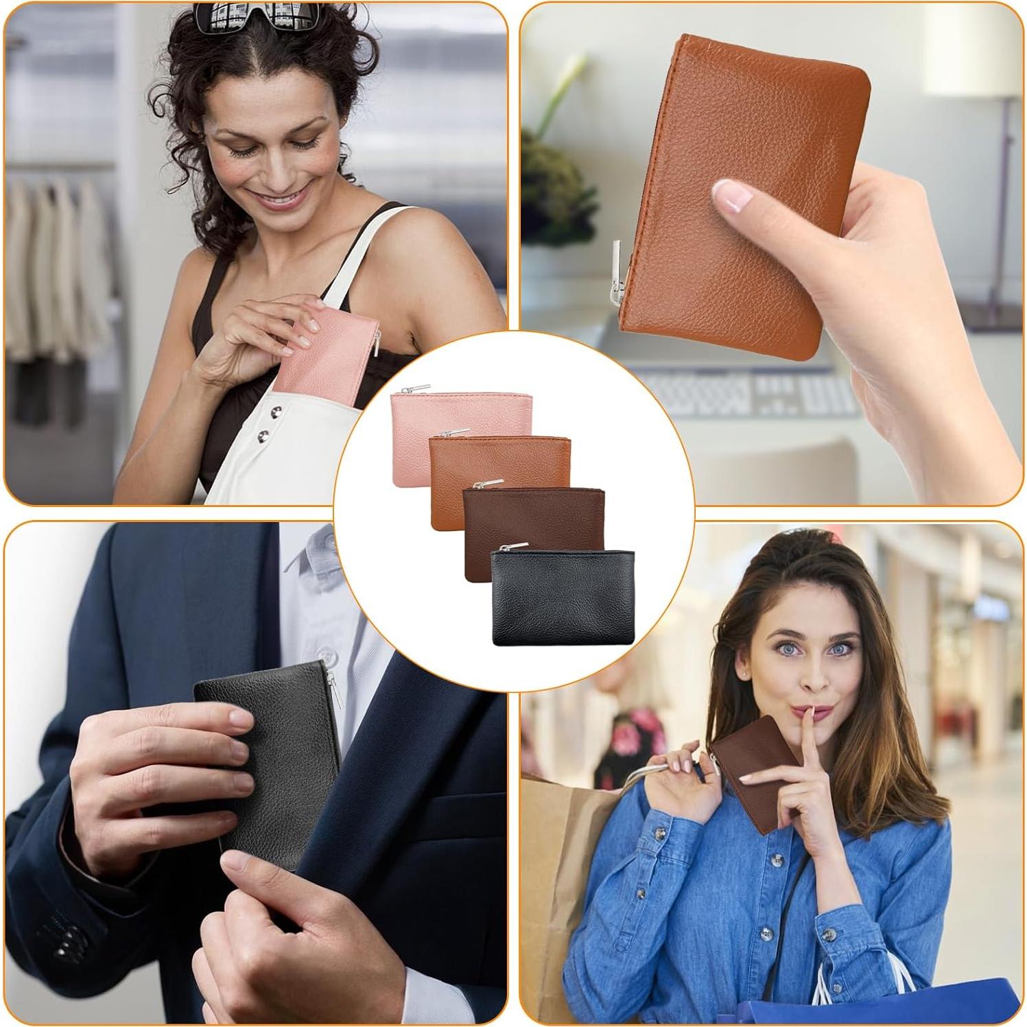 Monedero de Cuero con Cremallera LyBlissor - 8x10.6 cm