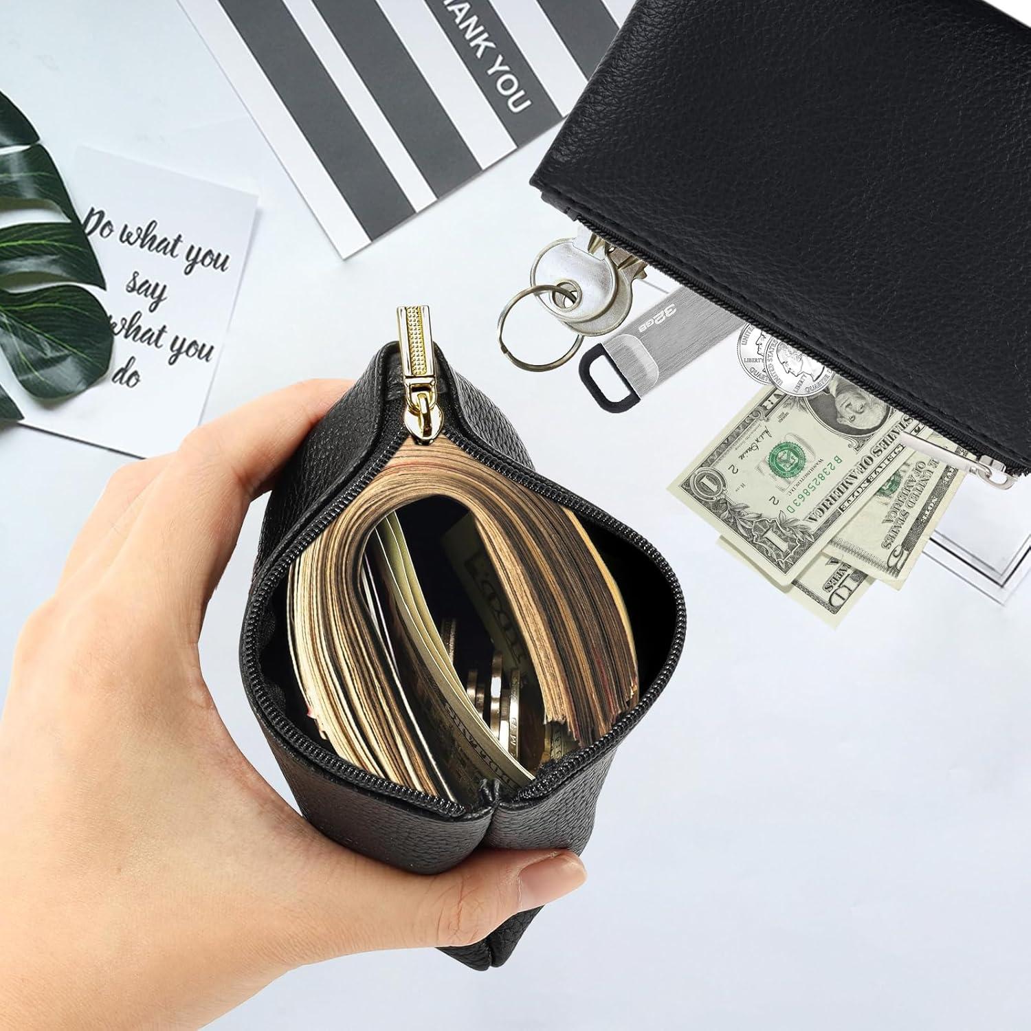 Monedero de Cuero con Cremallera LyBlissor - 8x10.6 cm