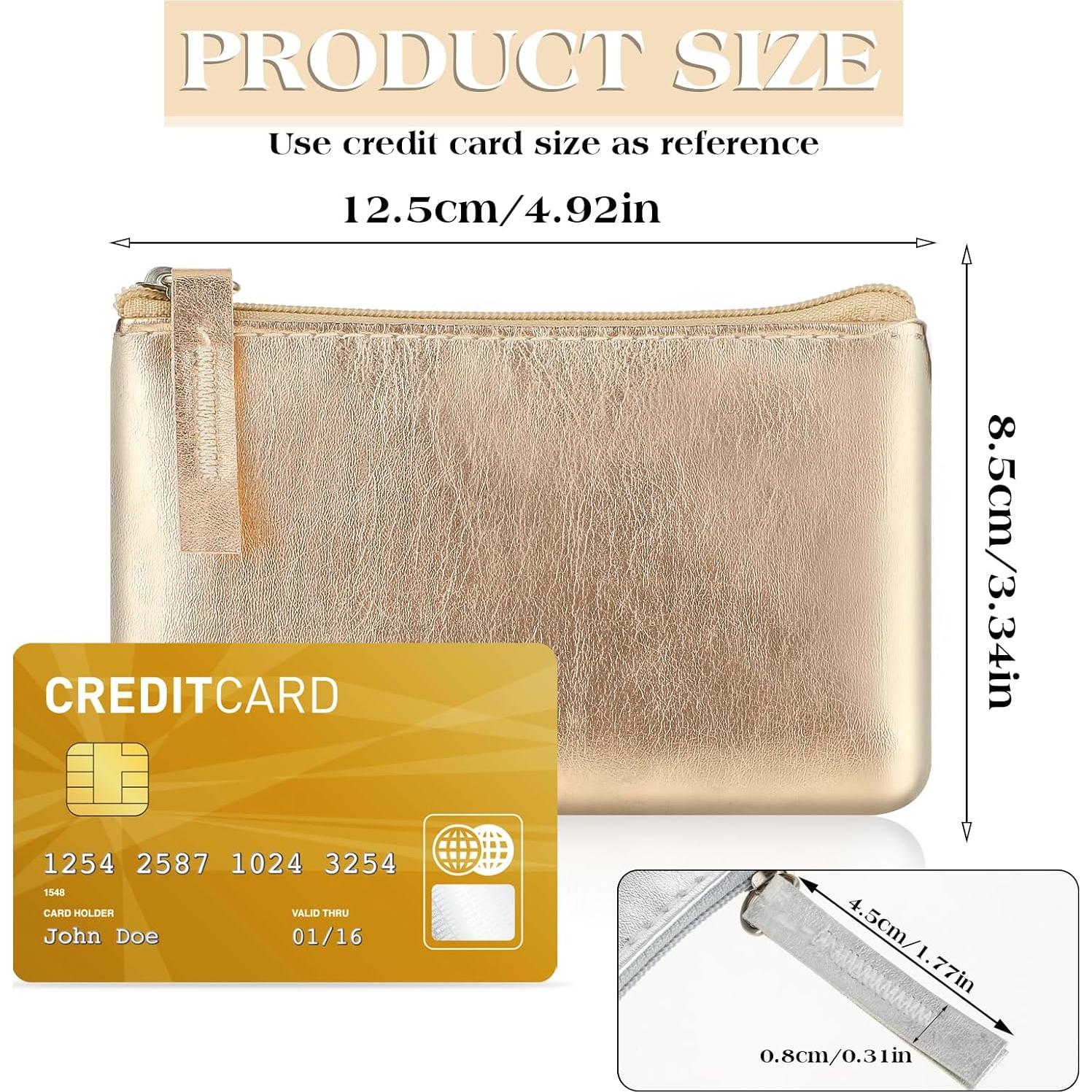 Mini Coin Purse, Portable PU Leather Wallet with Zipper Small Coin Purse Pouch for Women Change Purse(gold)