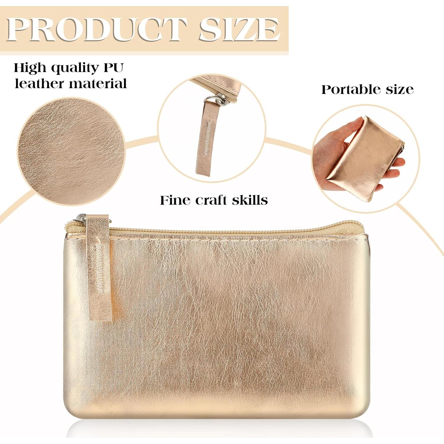 Mini Coin Purse, Portable PU Leather Wallet with Zipper Small Coin Purse Pouch for Women Change Purse(gold)