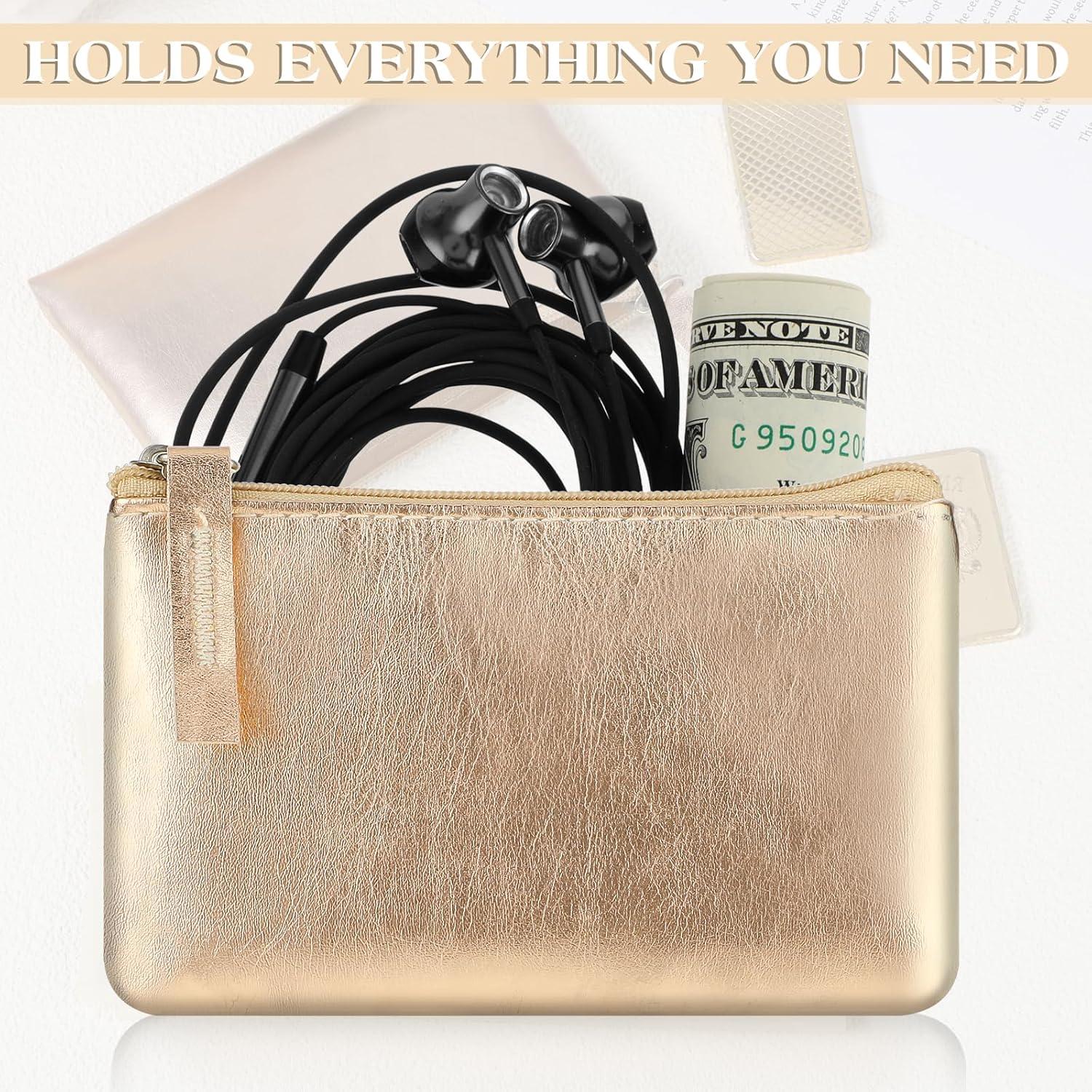 Mini Coin Purse, Portable PU Leather Wallet with Zipper Small Coin Purse Pouch for Women Change Purse(gold)