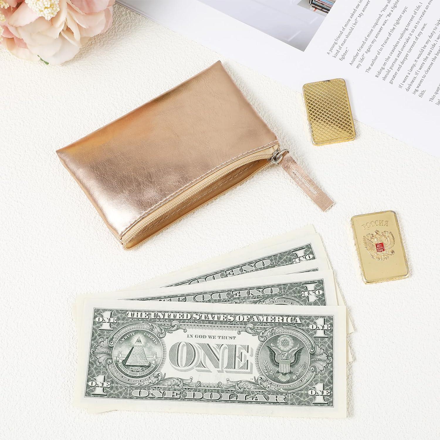 Mini Coin Purse, Portable PU Leather Wallet with Zipper Small Coin Purse Pouch for Women Change Purse(gold)