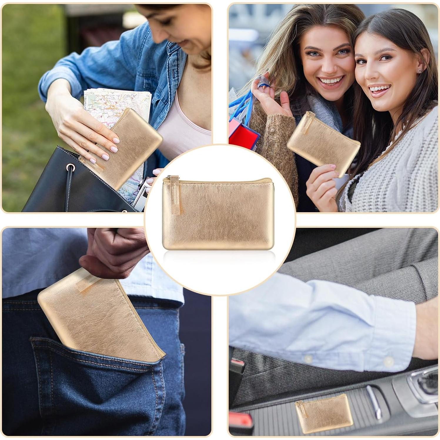 Mini Coin Purse, Portable PU Leather Wallet with Zipper Small Coin Purse Pouch for Women Change Purse(gold)