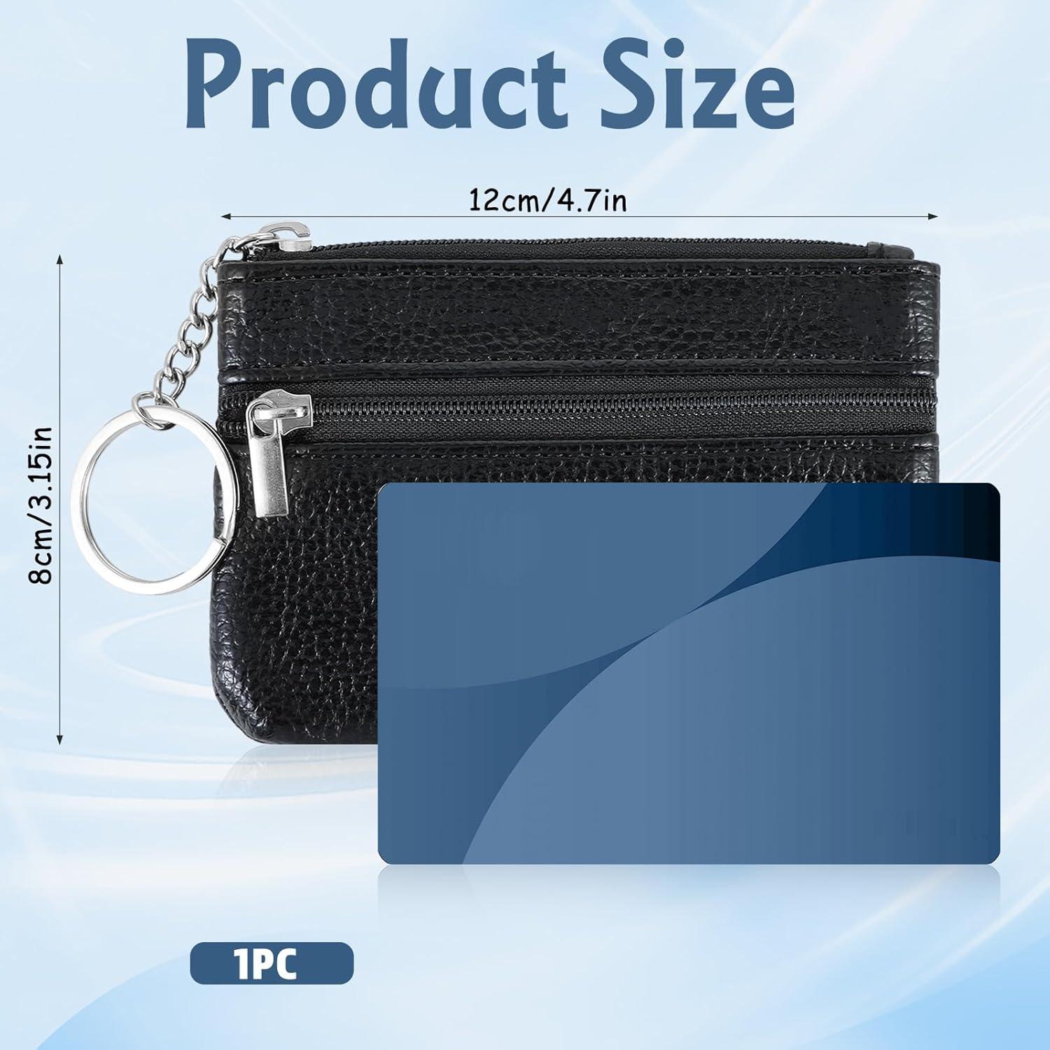 Monedero de Cuero PU Negro para Mujeres con Doble Cremallera