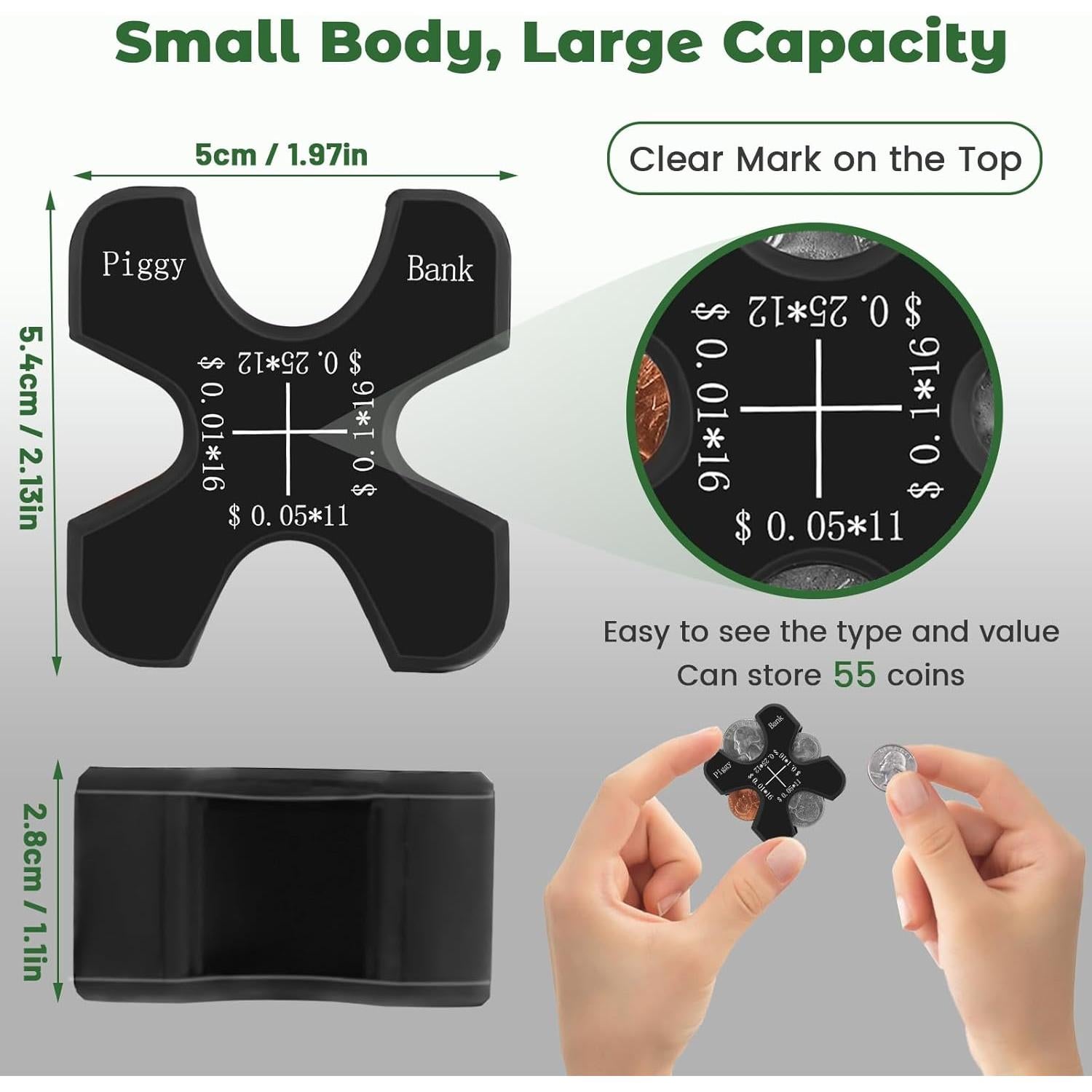 Organizador de Monedas Portátil WAEKIYTL - 55 Monedas, Silicona Negra