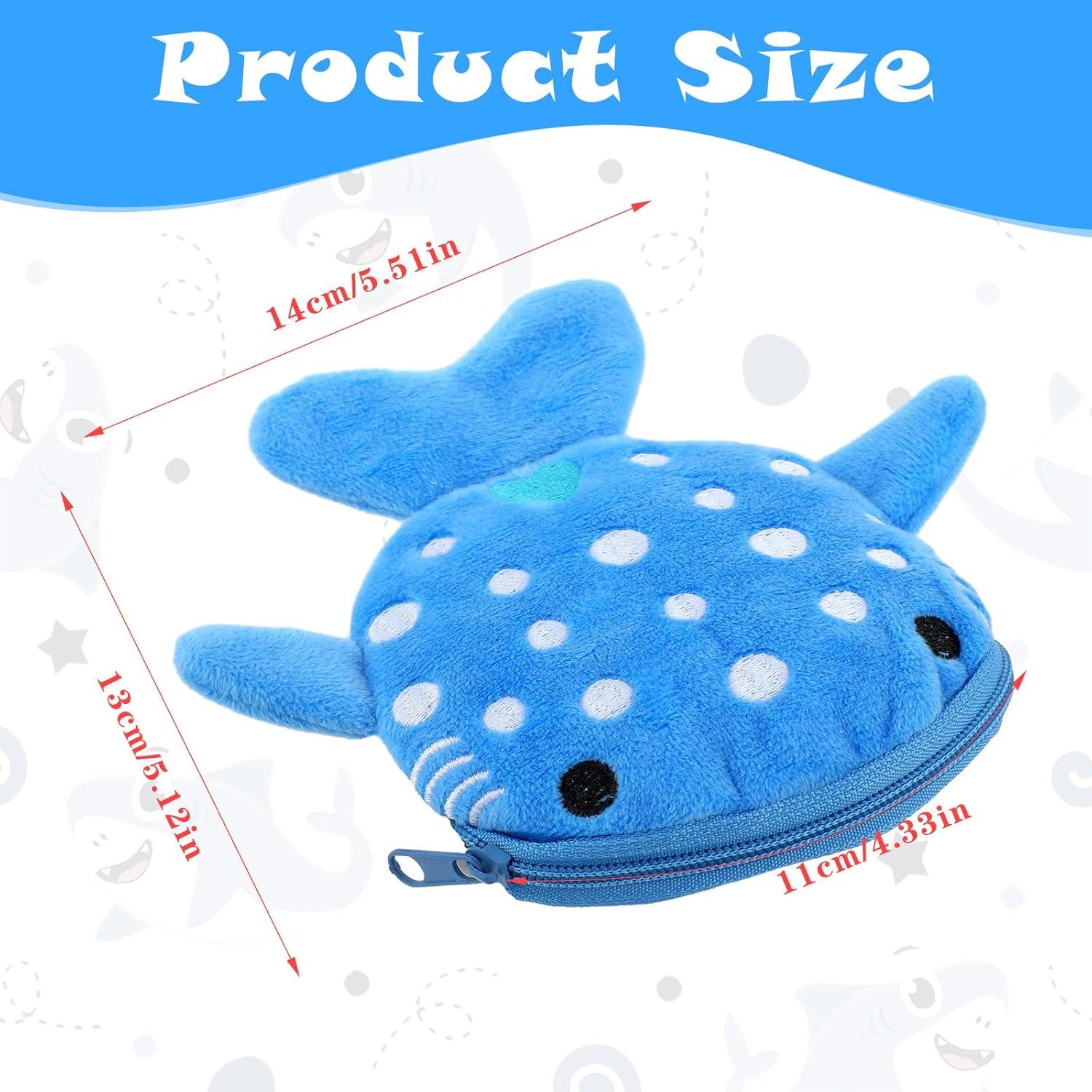 Monedero de Tiburón Mabor de Peluche Azul con Cierre 14x13cm