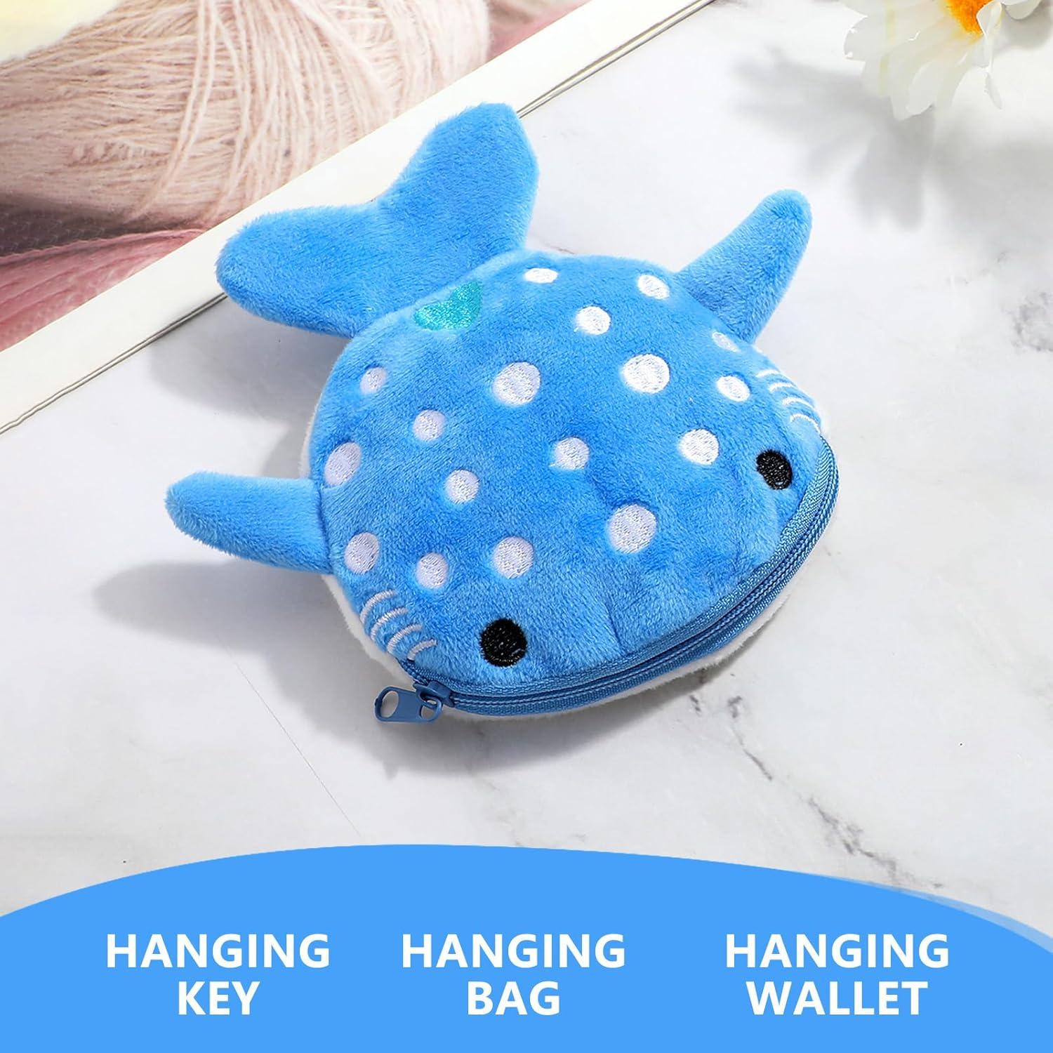 Monedero de Tiburón Mabor de Peluche Azul con Cierre 14x13cm