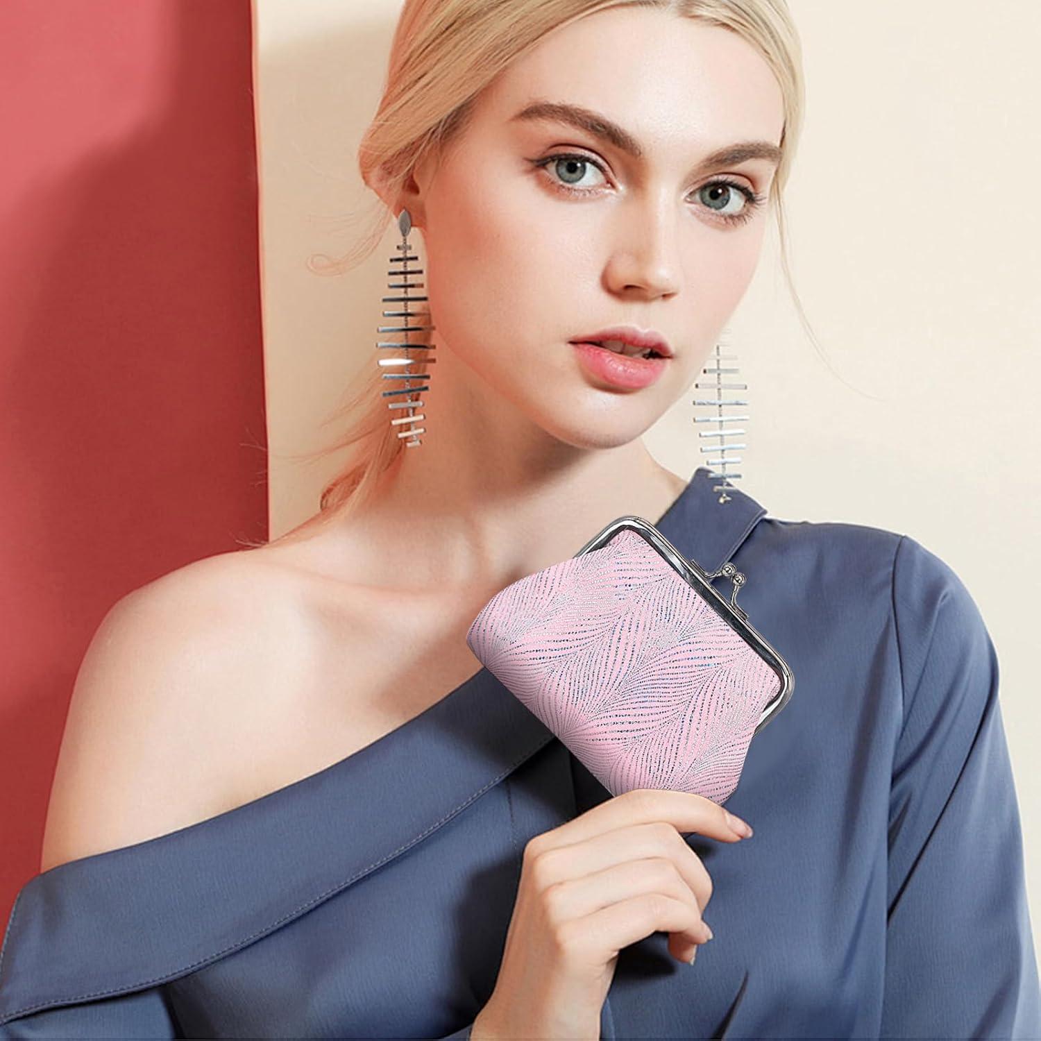 Monedero Brillante para Mujeres AdiStylinno Rosa Compacto