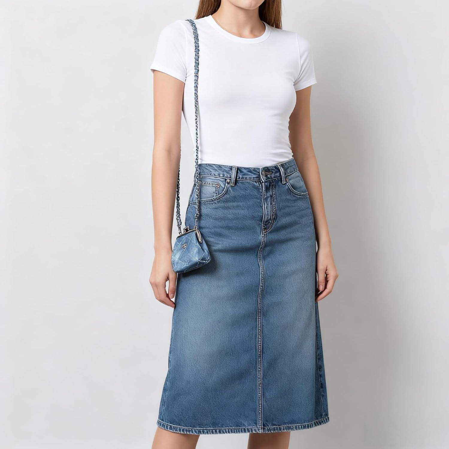 Monedero Acolchado LARENNT Azul Denim con Cierre de Beso