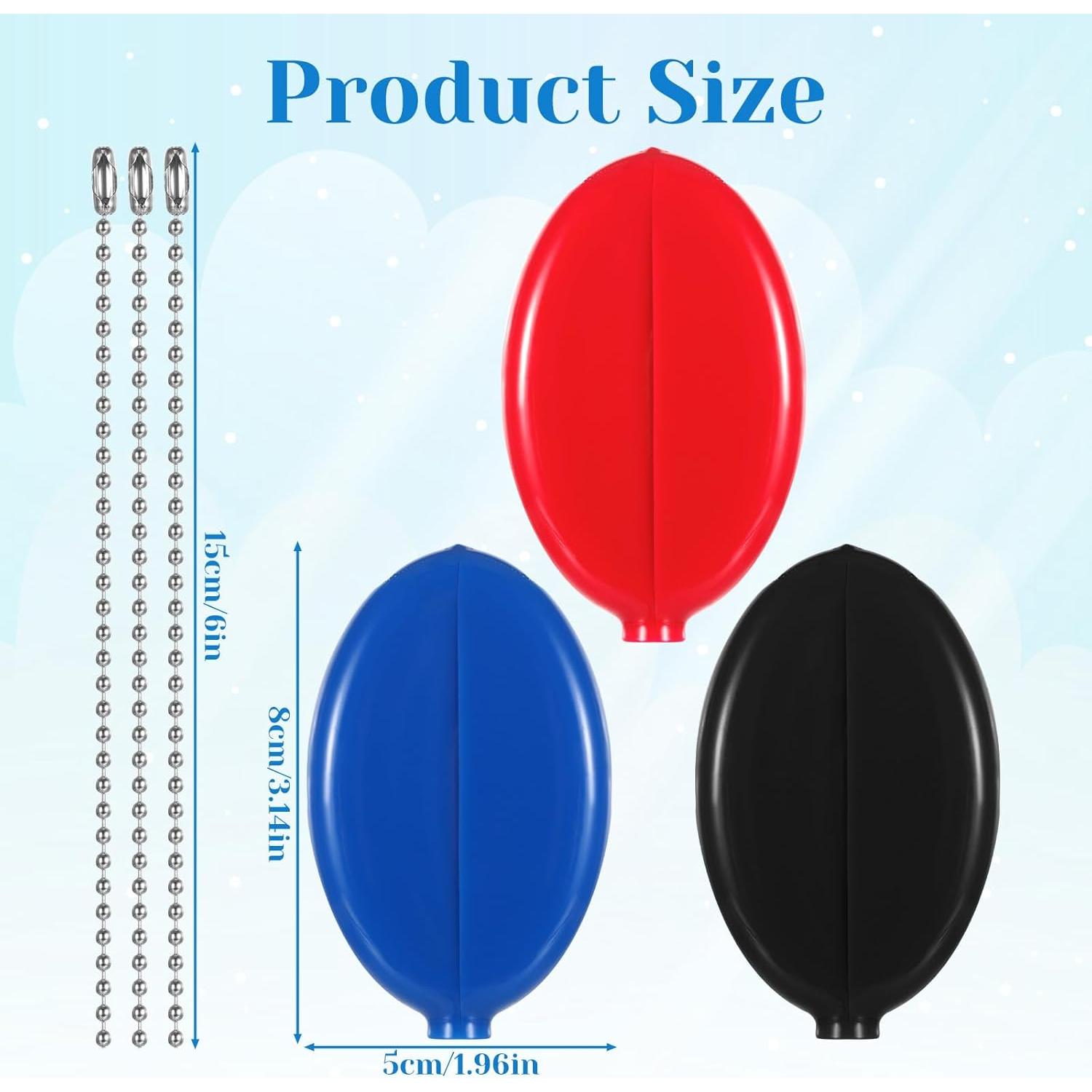 3 Monederos Ovalados de Goma Piriuuo 8x5 cm Portátiles