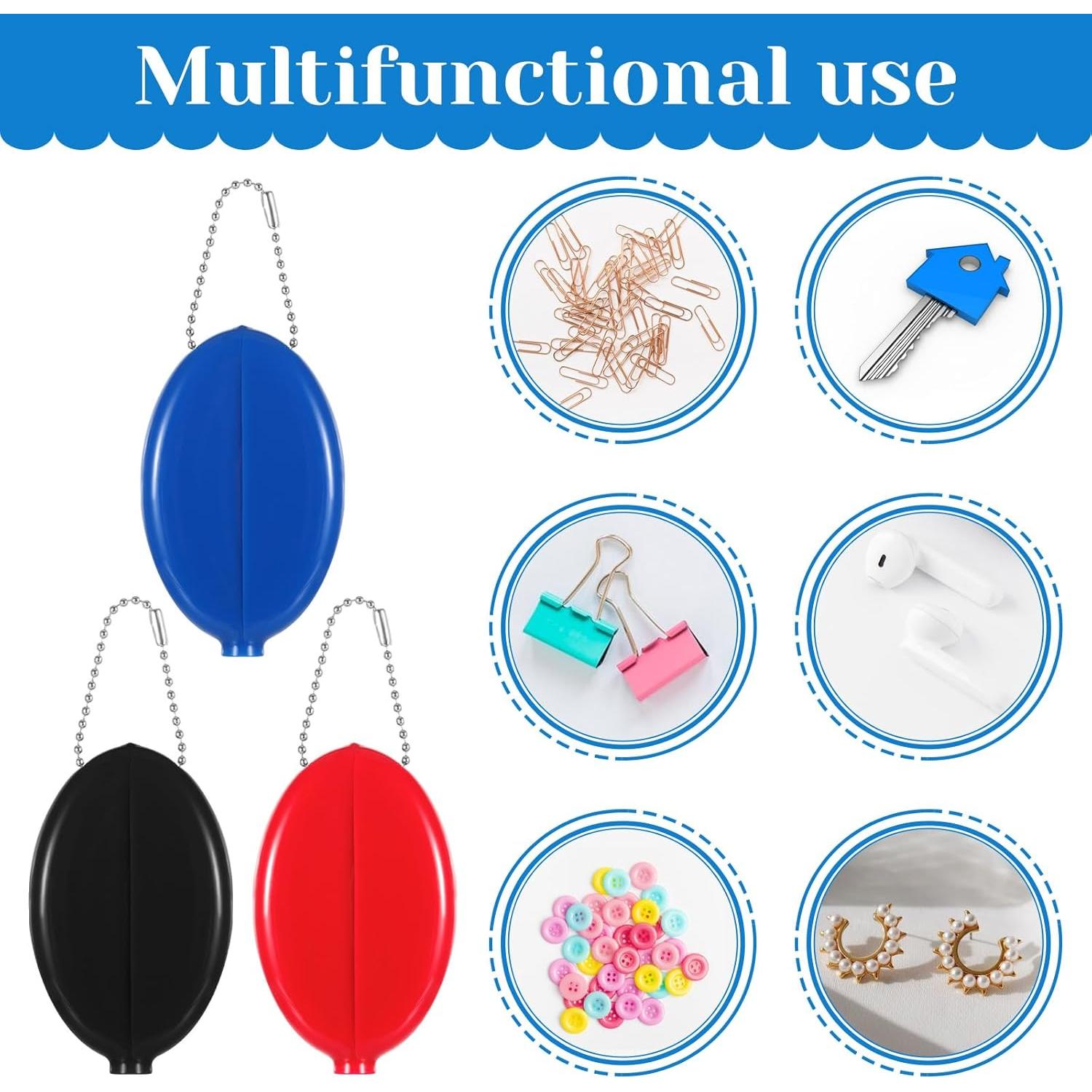 3 Monederos Ovalados de Goma Piriuuo 8x5 cm Portátiles