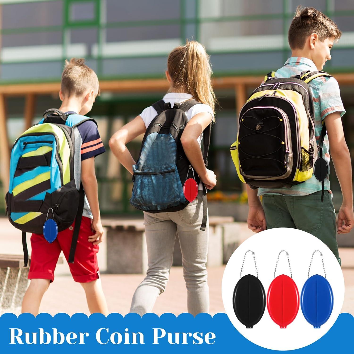 3 Monederos Ovalados de Goma Piriuuo 8x5 cm Portátiles