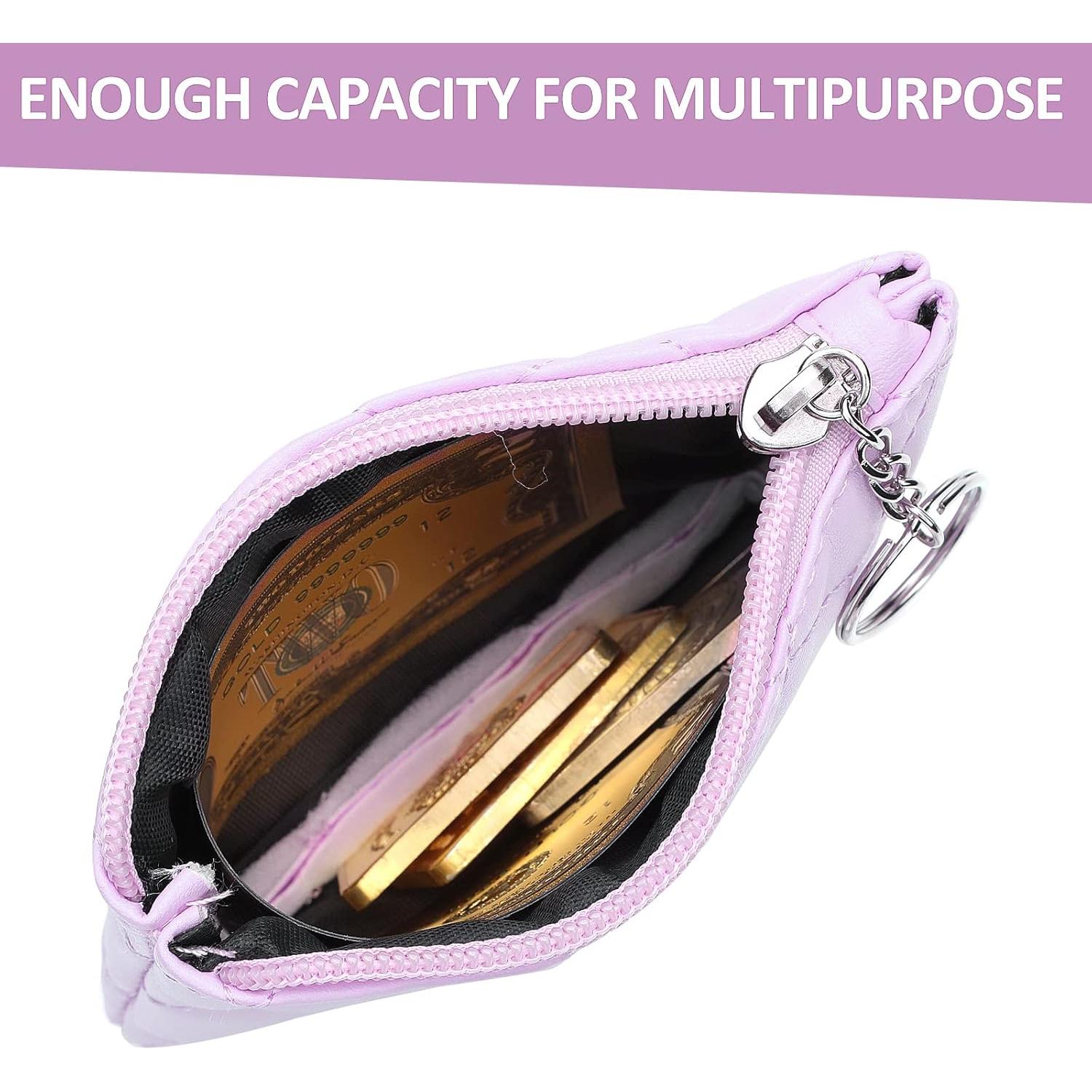 Monedero TIESOME Bordado de Rombo PU Púrpura 12.5x10cm