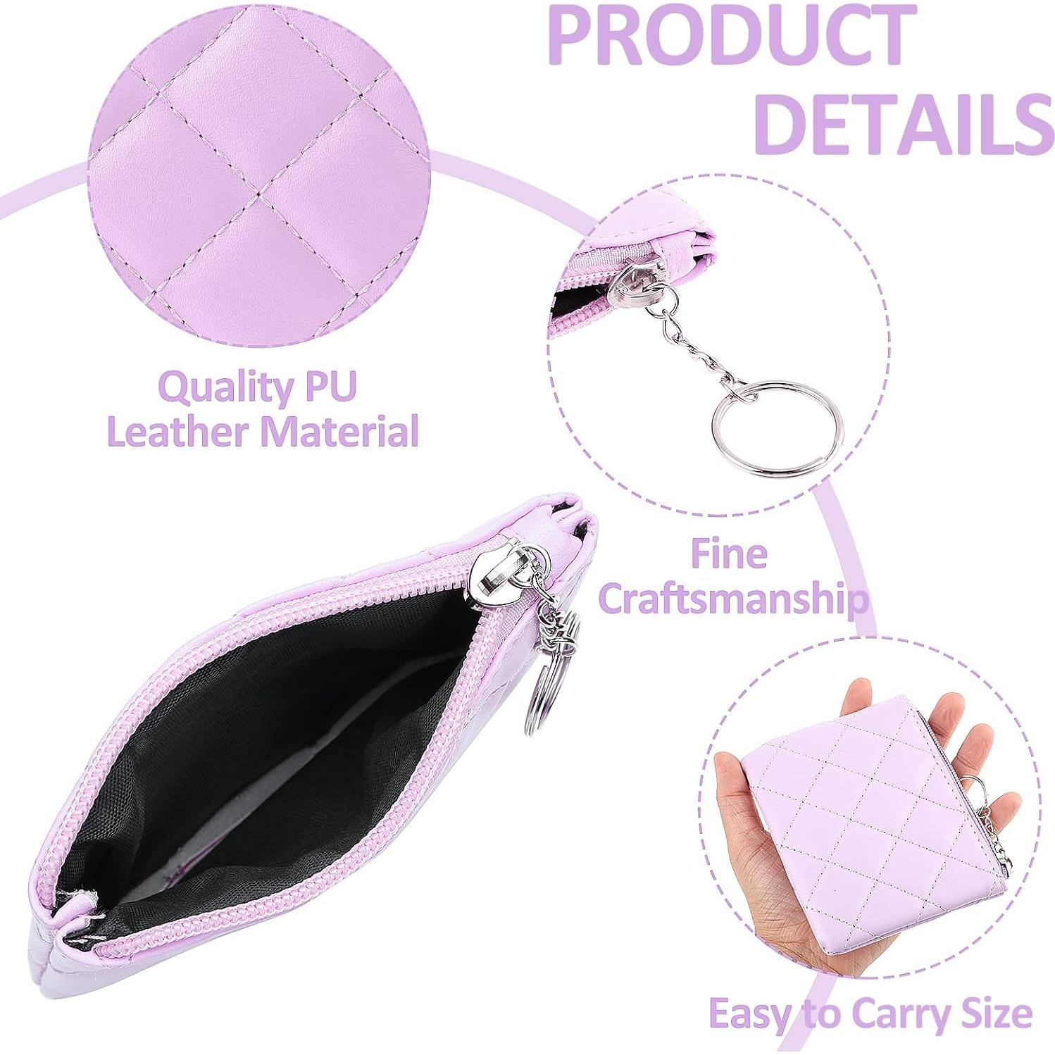 Monedero TIESOME Bordado de Rombo PU Púrpura 12.5x10cm