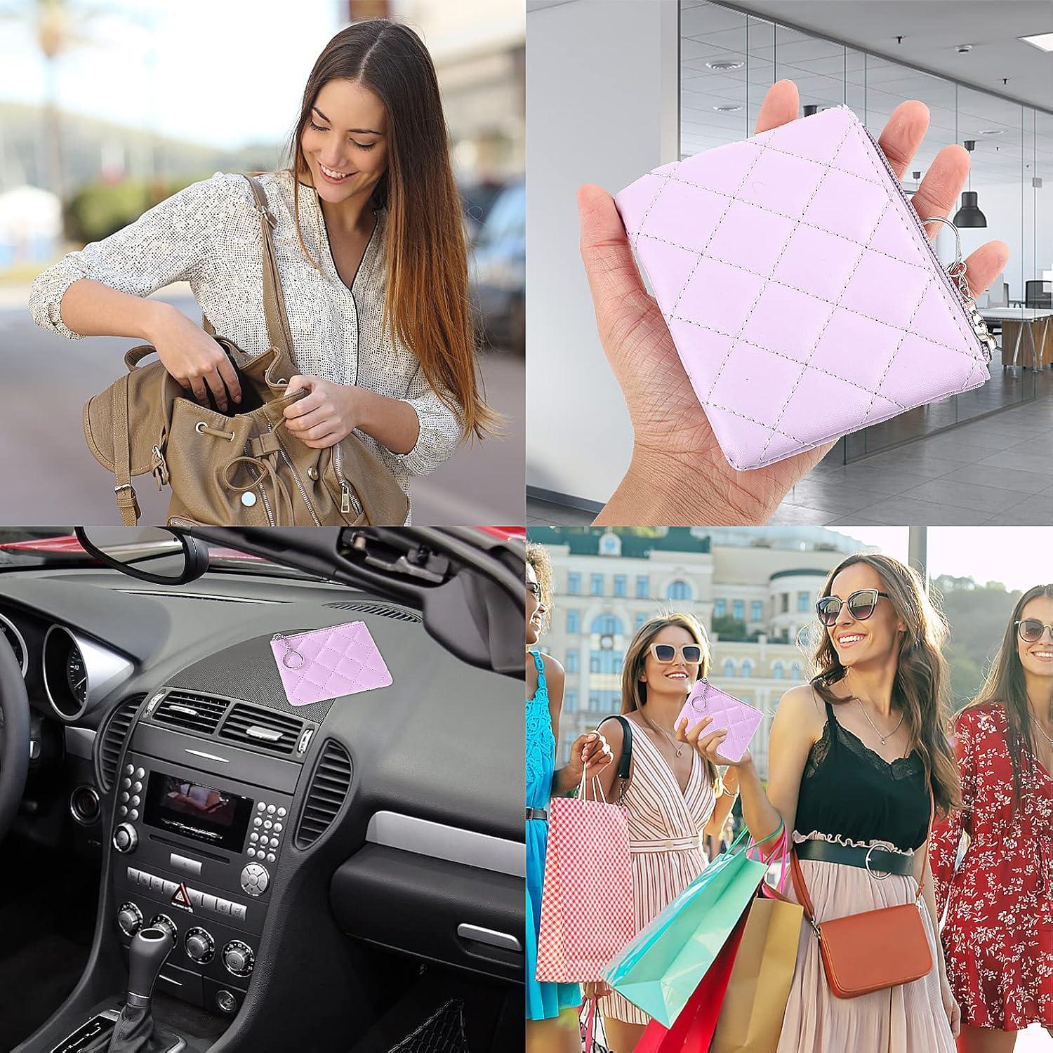 Monedero TIESOME Bordado de Rombo PU Púrpura 12.5x10cm