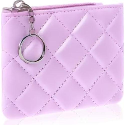 Monedero TIESOME Bordado de Rombo PU Púrpura 12.5x10cm