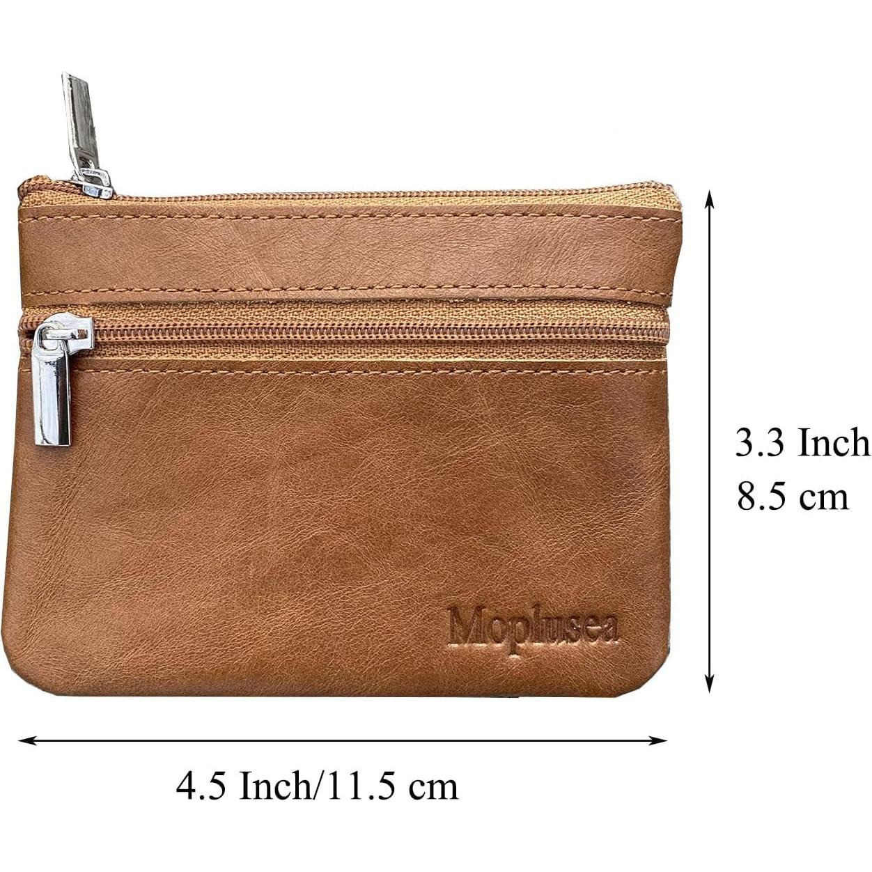 Monedero de Cuero Genuino para Hombres Moplusea GLCB012 Marrón