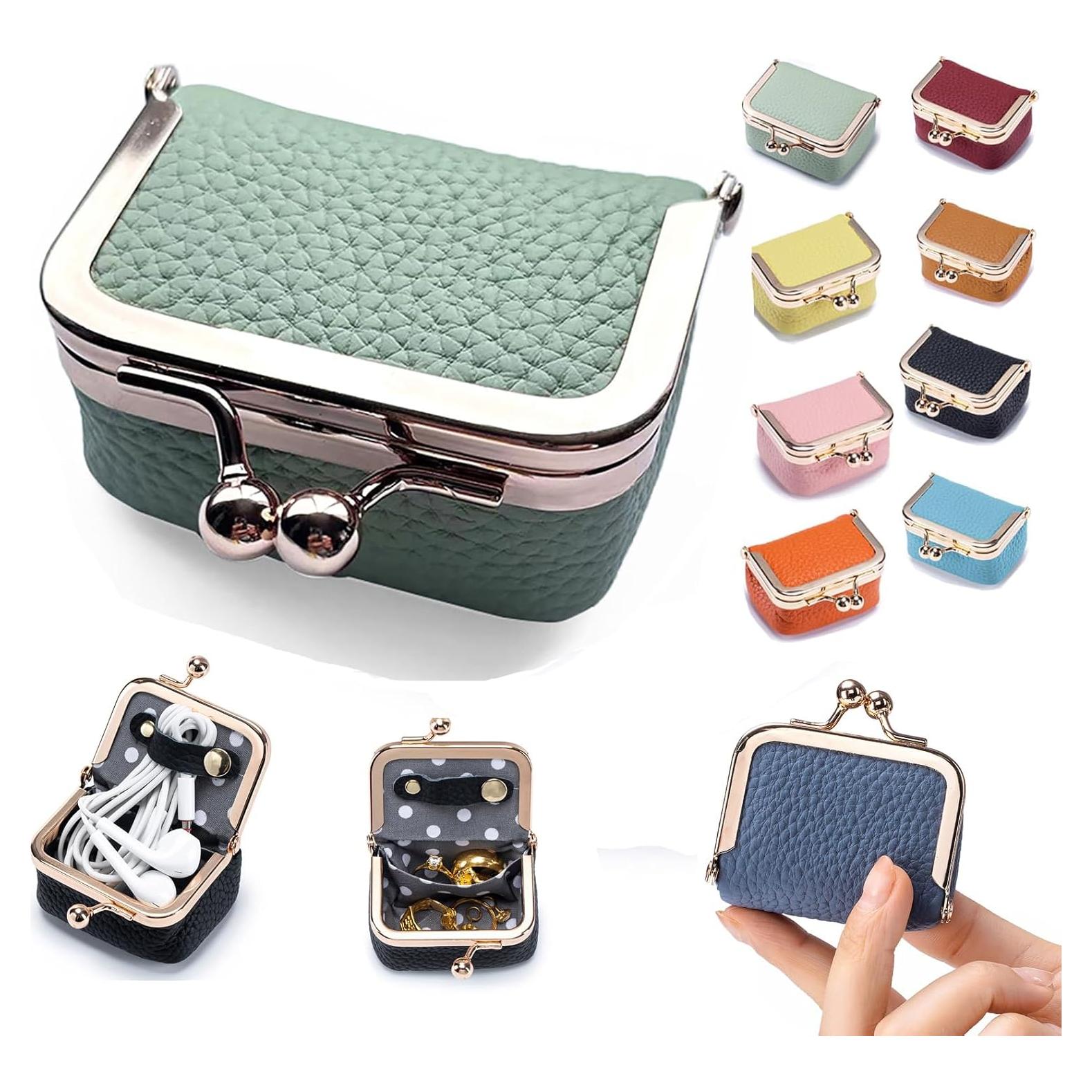 Caja de Joyería Mini KLESZZYD de Cuero Verde Vintage