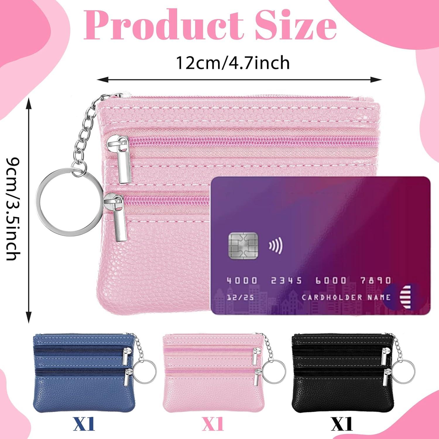 3 Monederos Compactos BOHUIZ con Cremallera - Negro, Azul, Rosa