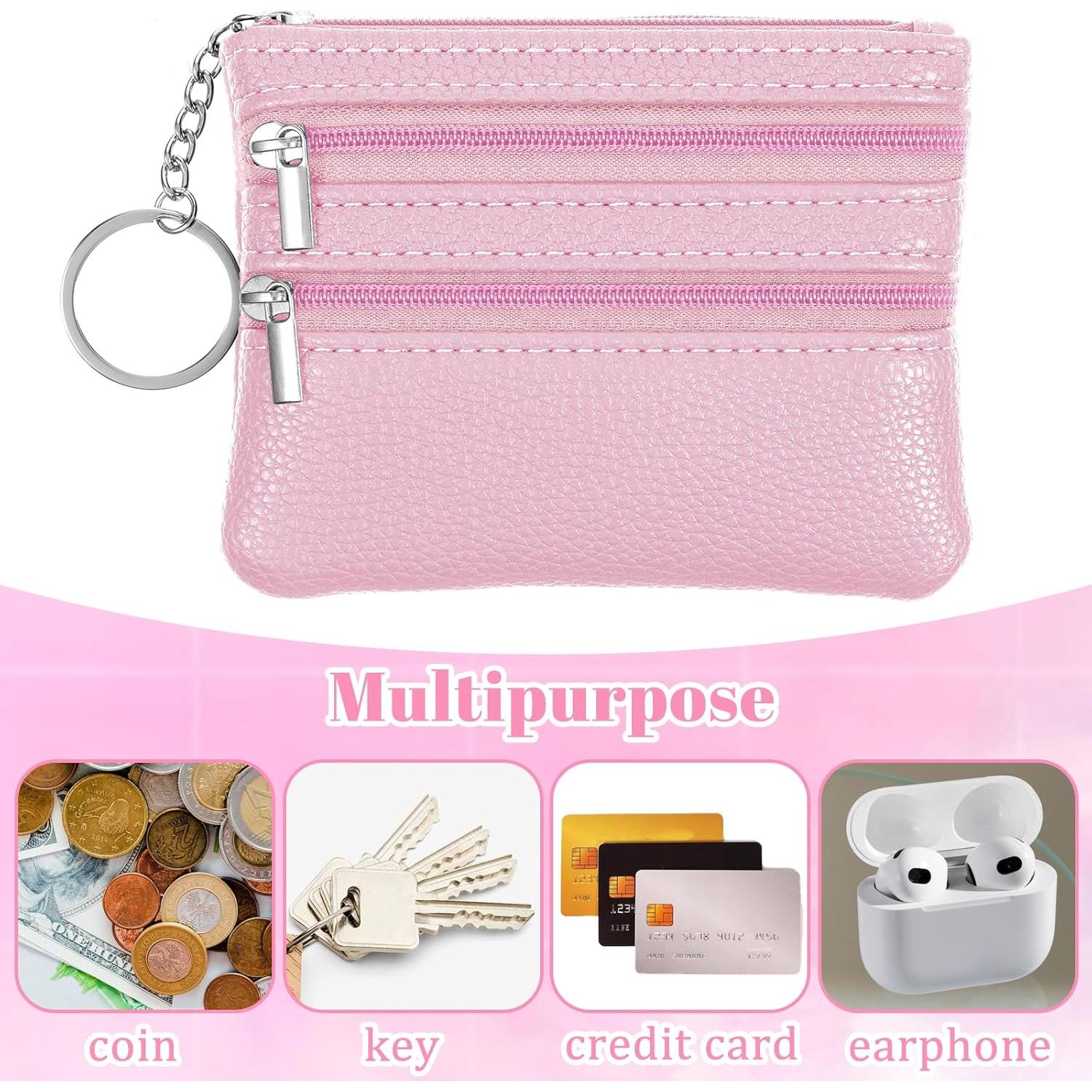 3 Monederos Compactos BOHUIZ con Cremallera - Negro, Azul, Rosa