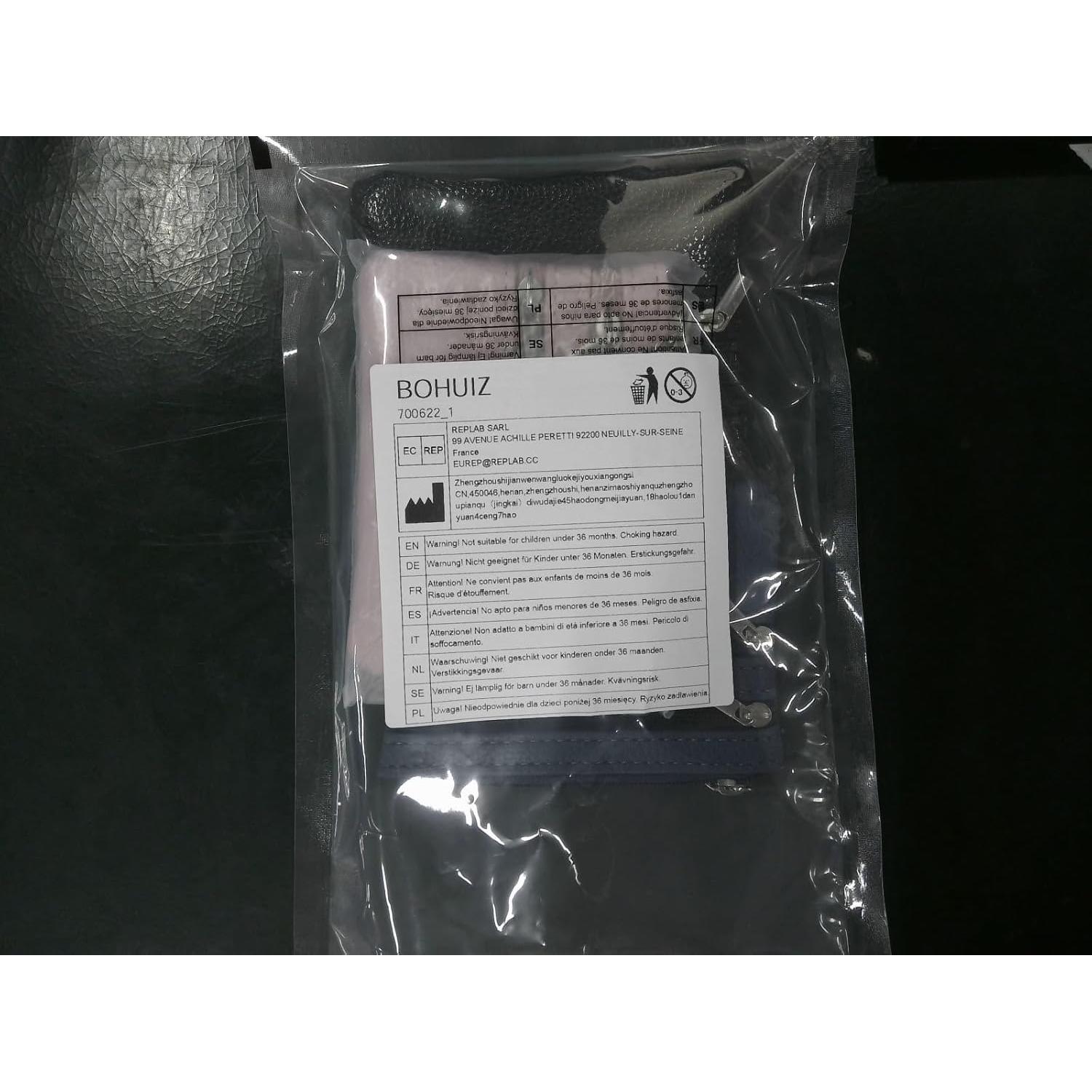 3 Monederos Compactos BOHUIZ con Cremallera - Negro, Azul, Rosa