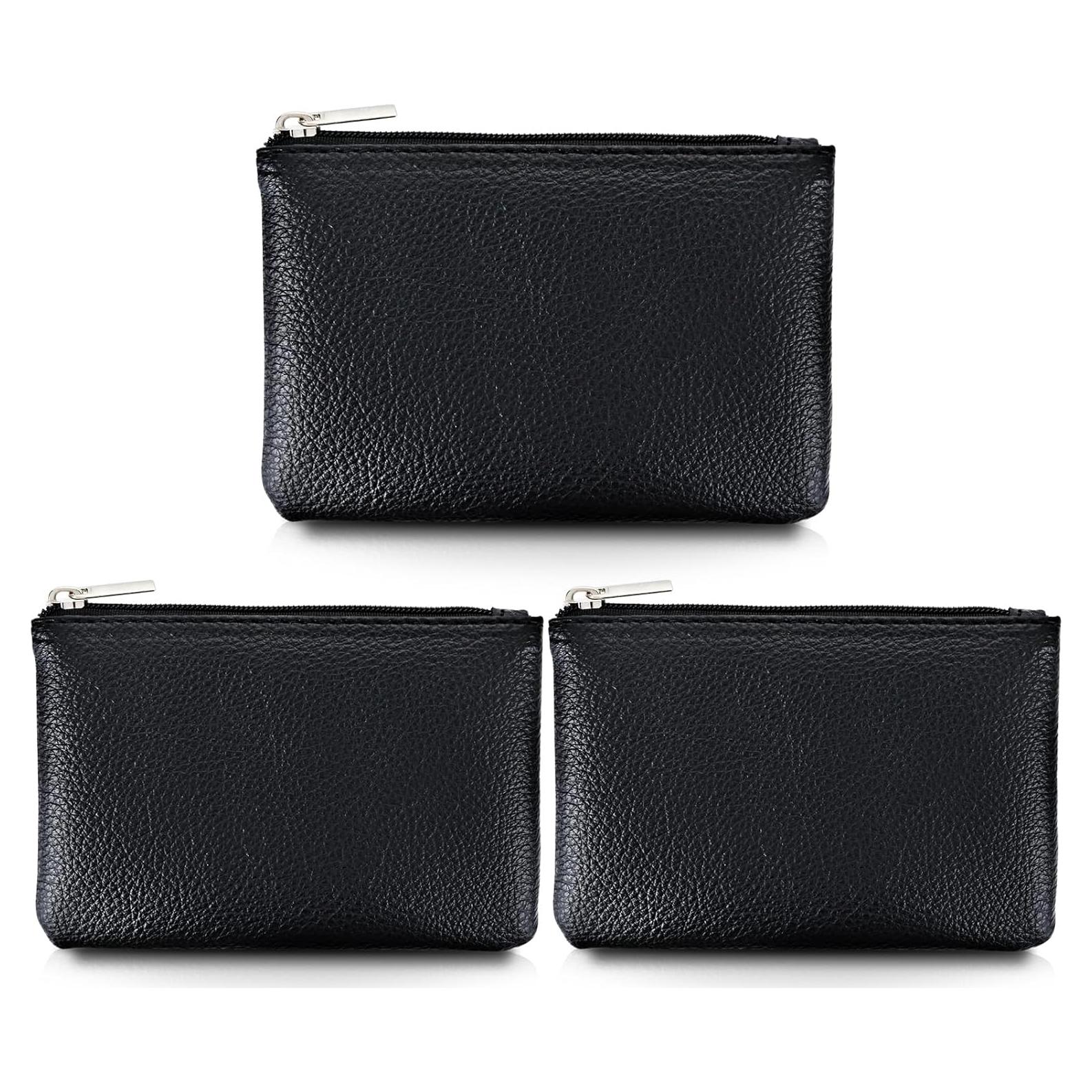 Conjunto de 3 Monederos de Cuero PU Oruola Negro 12x8cm