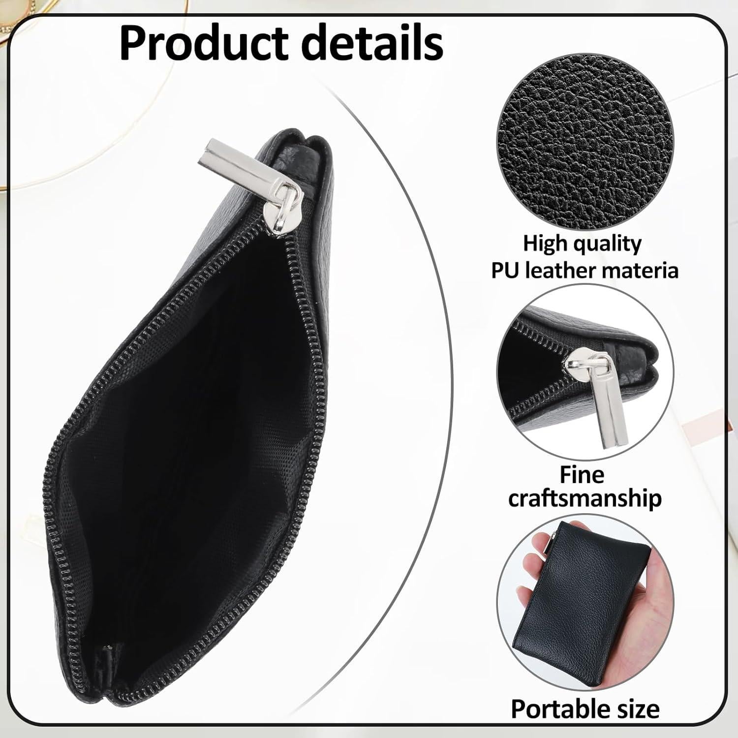 Conjunto de 3 Monederos de Cuero PU Oruola Negro 12x8cm