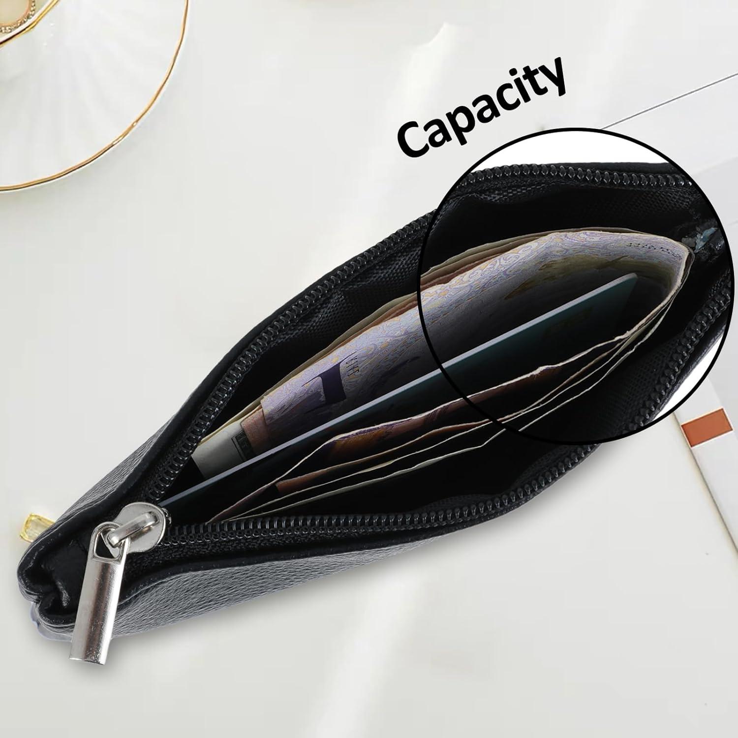 Conjunto de 3 Monederos de Cuero PU Oruola Negro 12x8cm