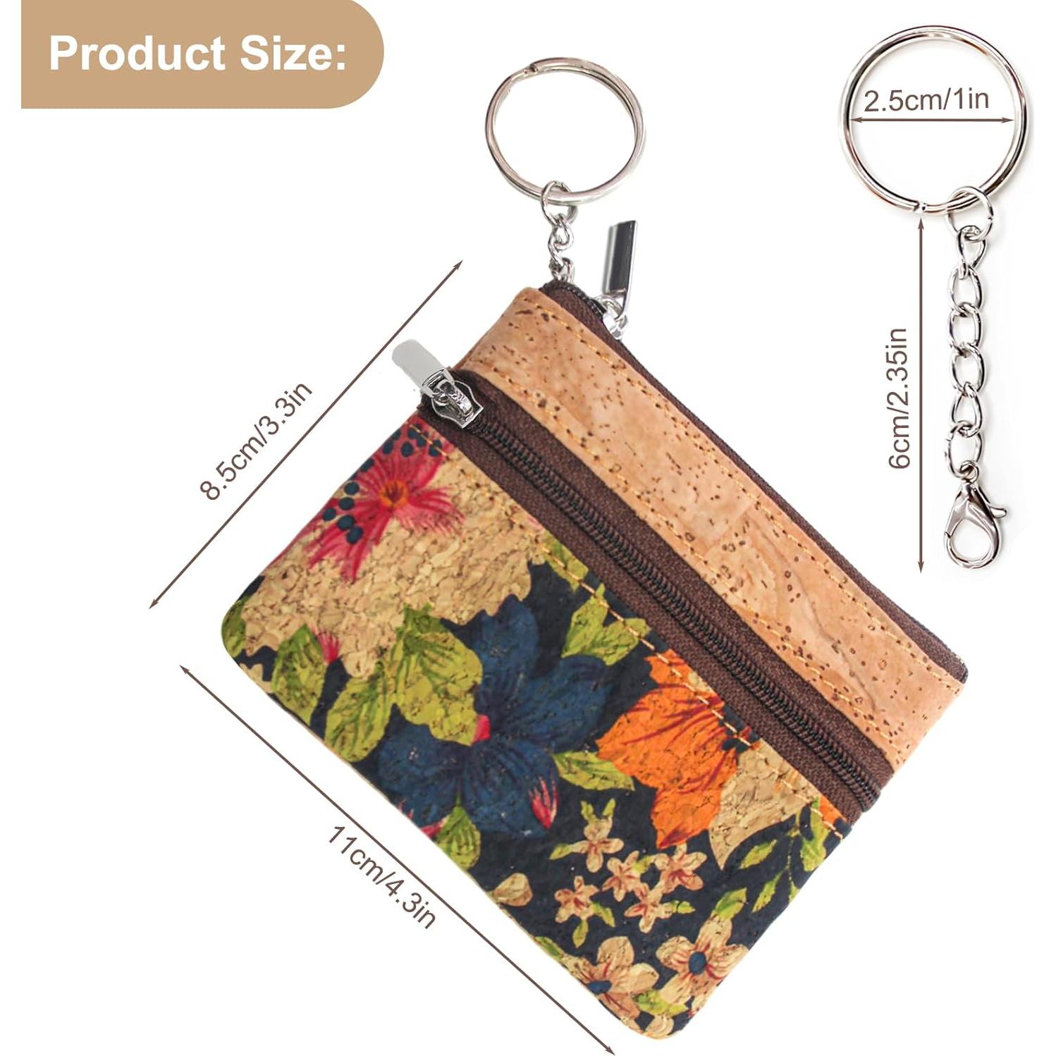 Monedero de Corcho Natural Boshiho con Cremallera y Anillo